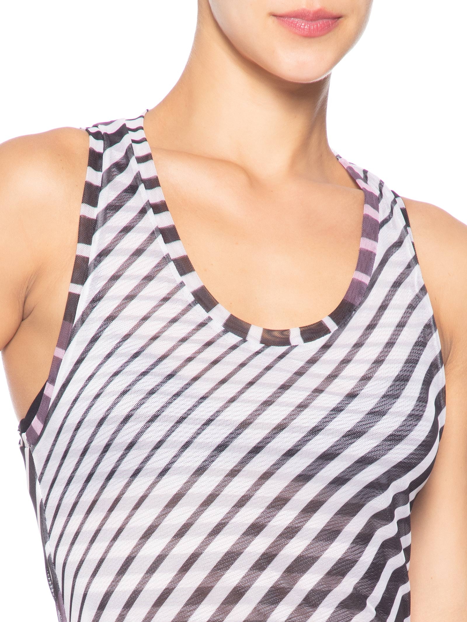 Vestido Mix Listras Tule Preto Animale