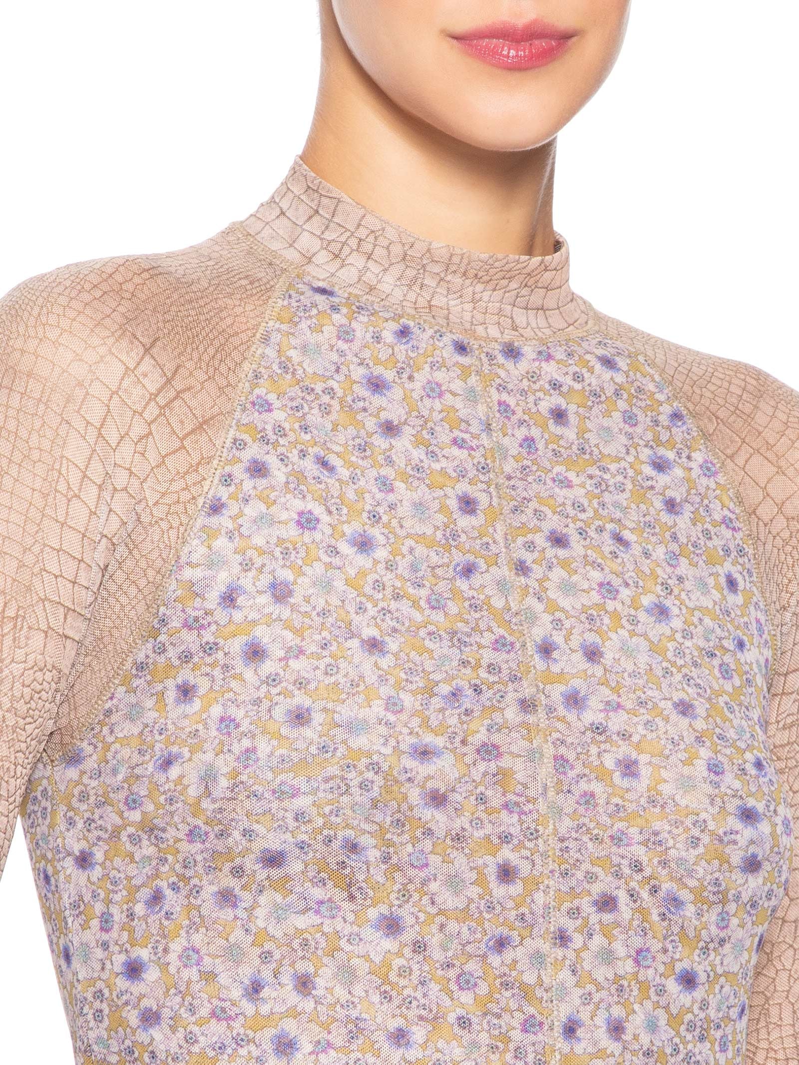 Vestido Mix Tule Liberty Bege Animale