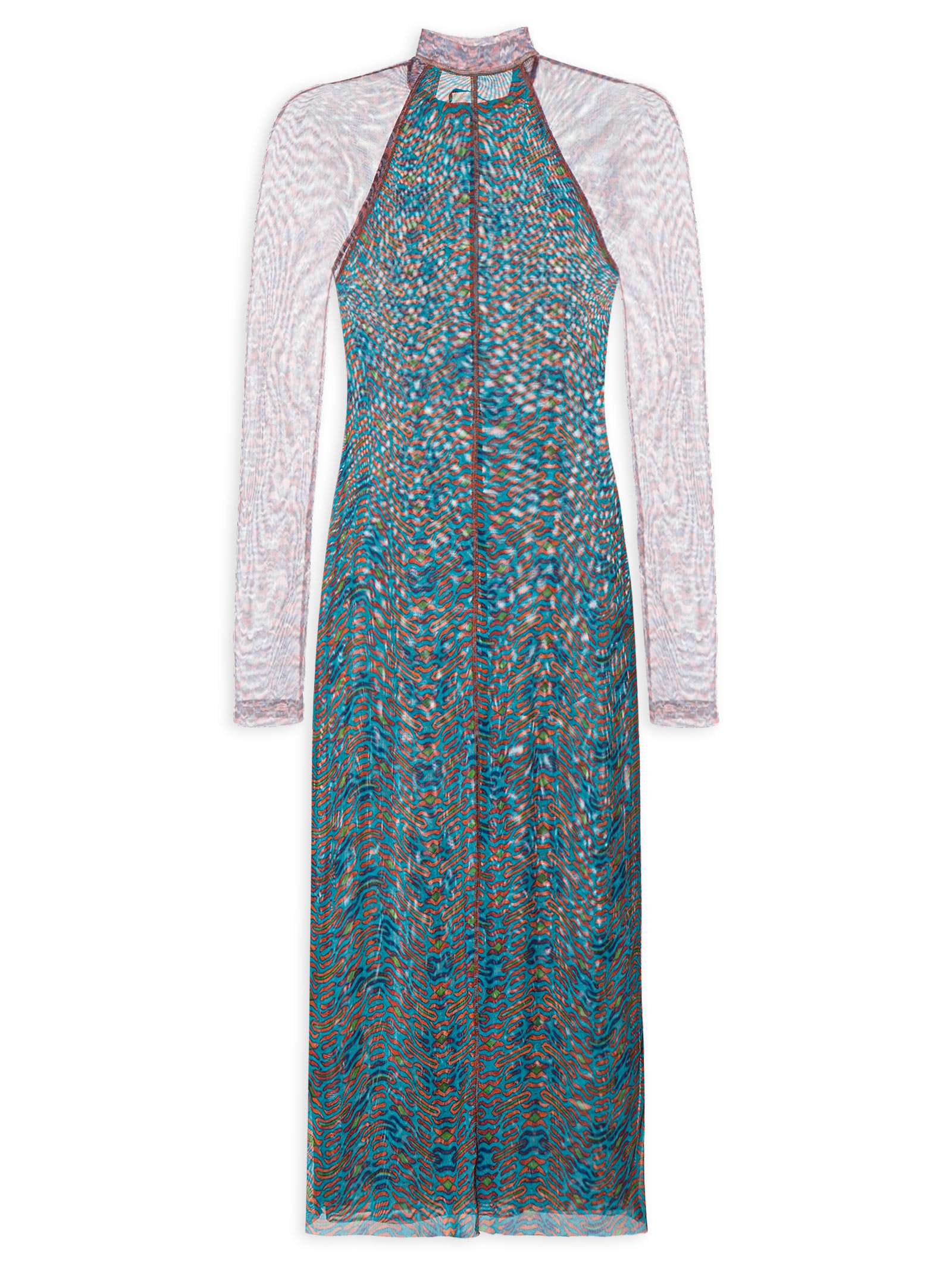 Vestido Mix Tule Tigre Azul Animale