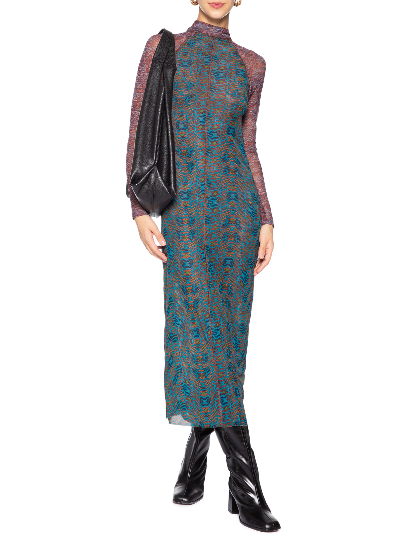 Vestido Mix Tule Tigre Azul Animale