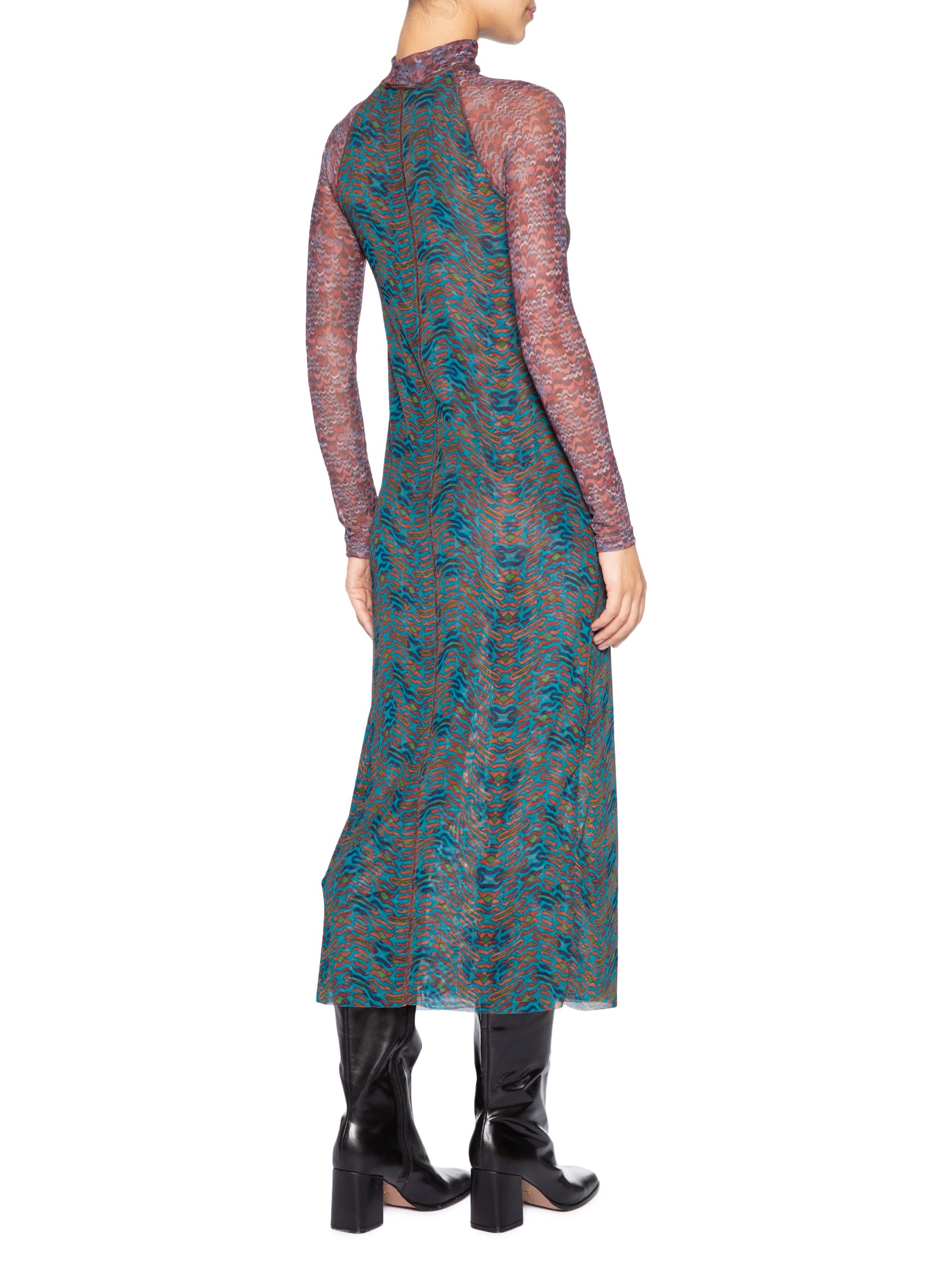 Vestido Mix Tule Tigre Azul Animale