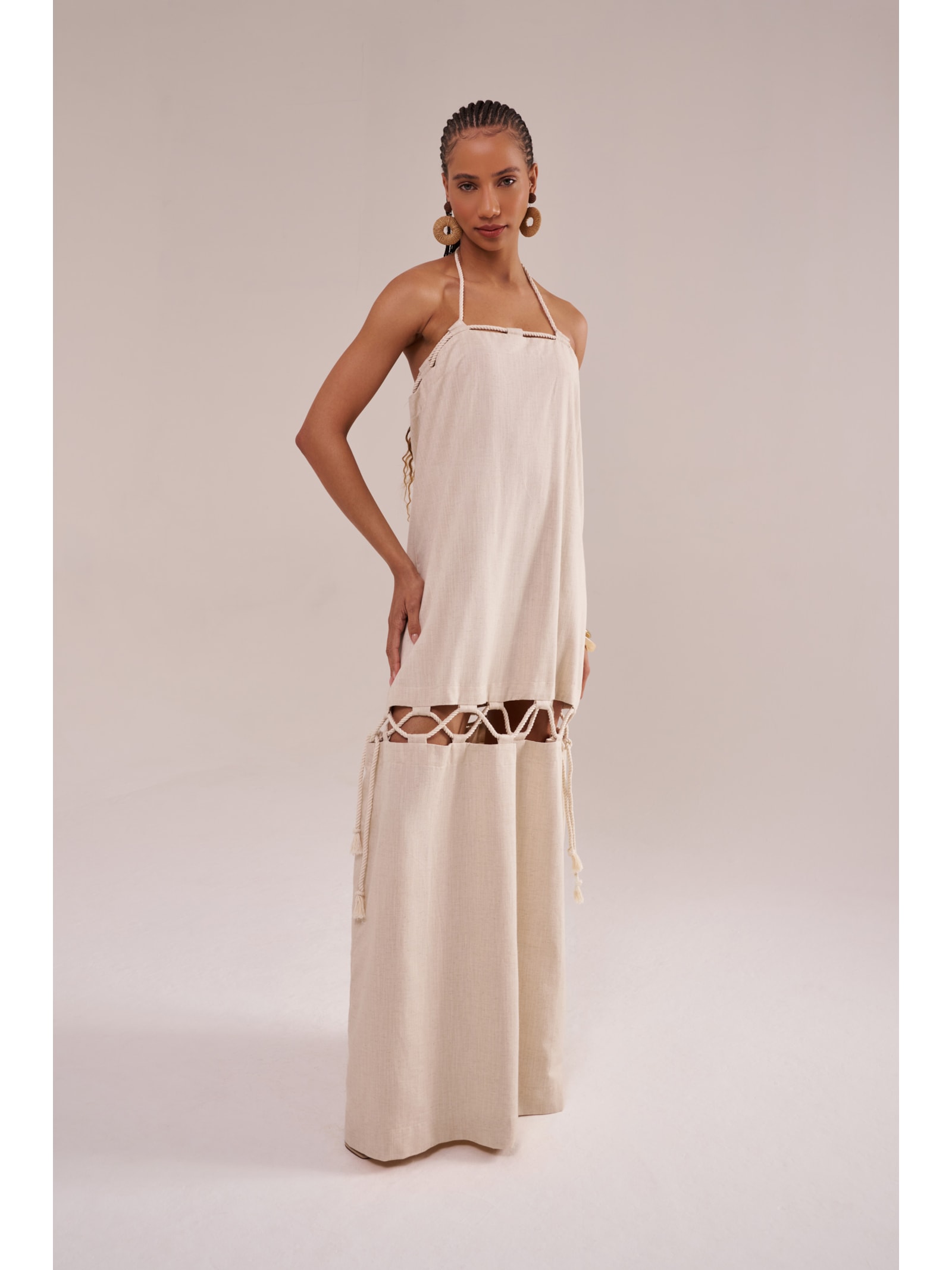 vestido modular em linho com algodão cordel Suntime