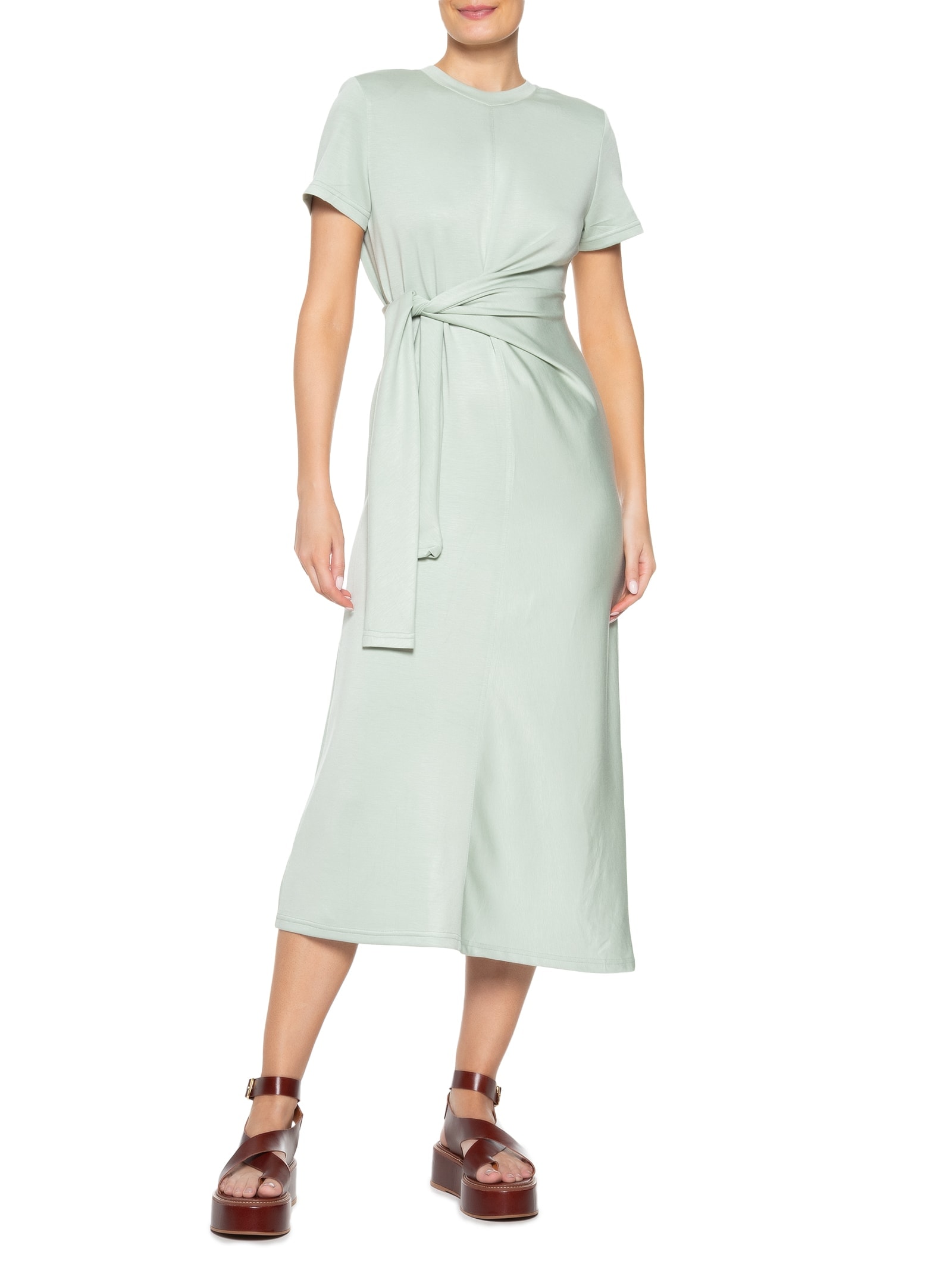 Vestido Moletinho Com Amarração Verde Basiq