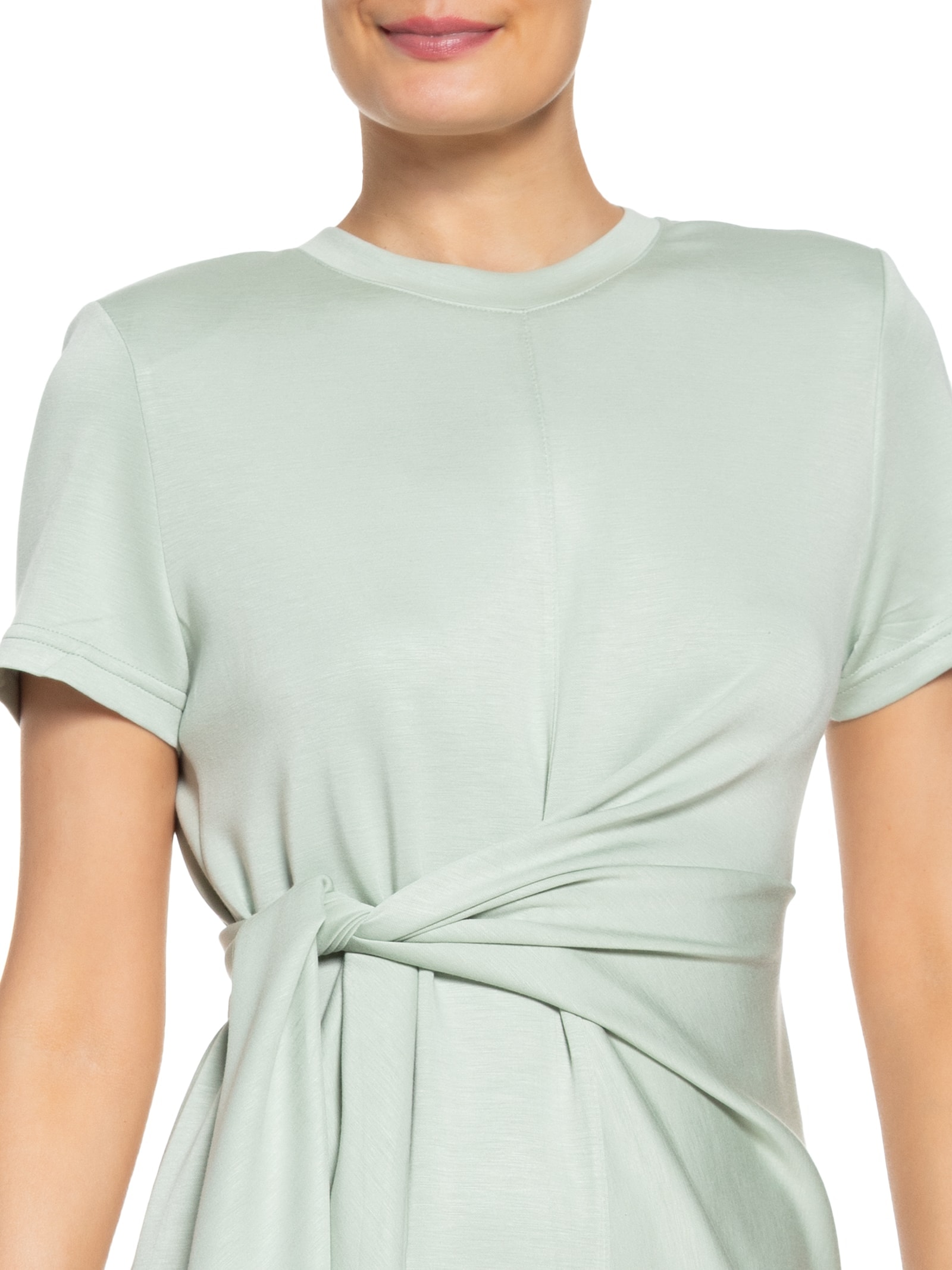 Vestido Moletinho Com Amarração Verde Basiq