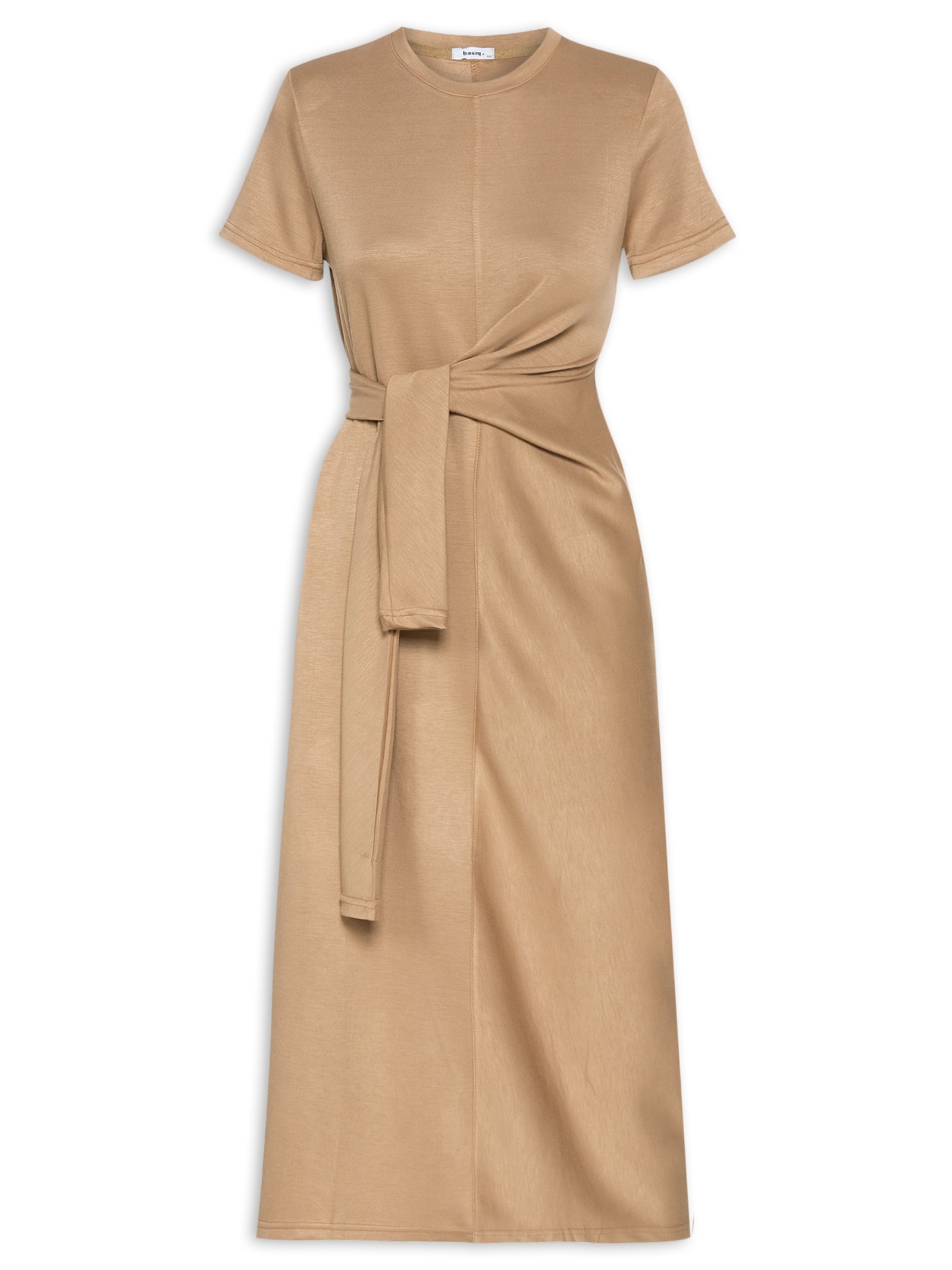 Vestido Moletlinho Com Amarração Bege Basiq