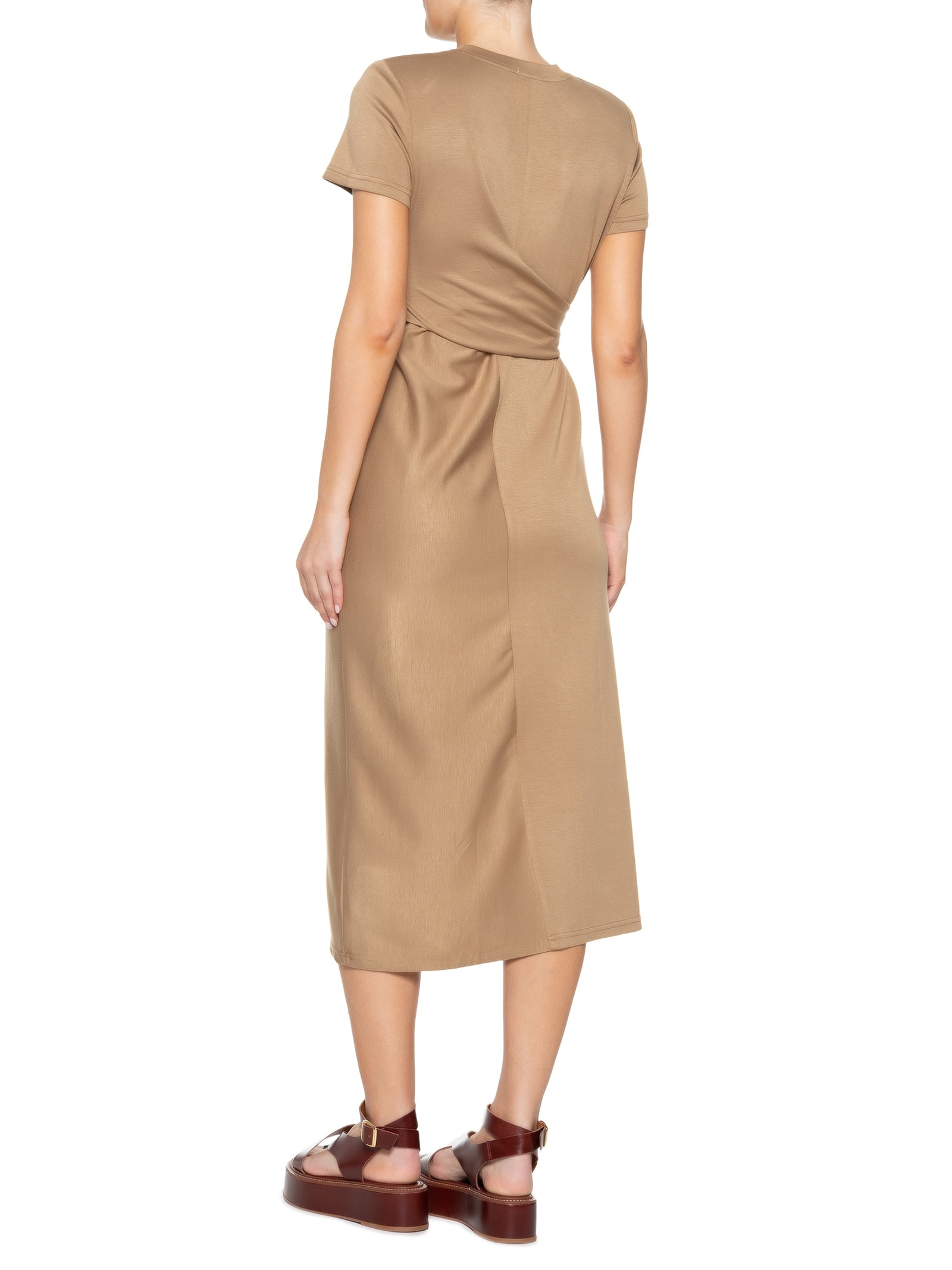 Vestido Moletlinho Com Amarração Bege Basiq