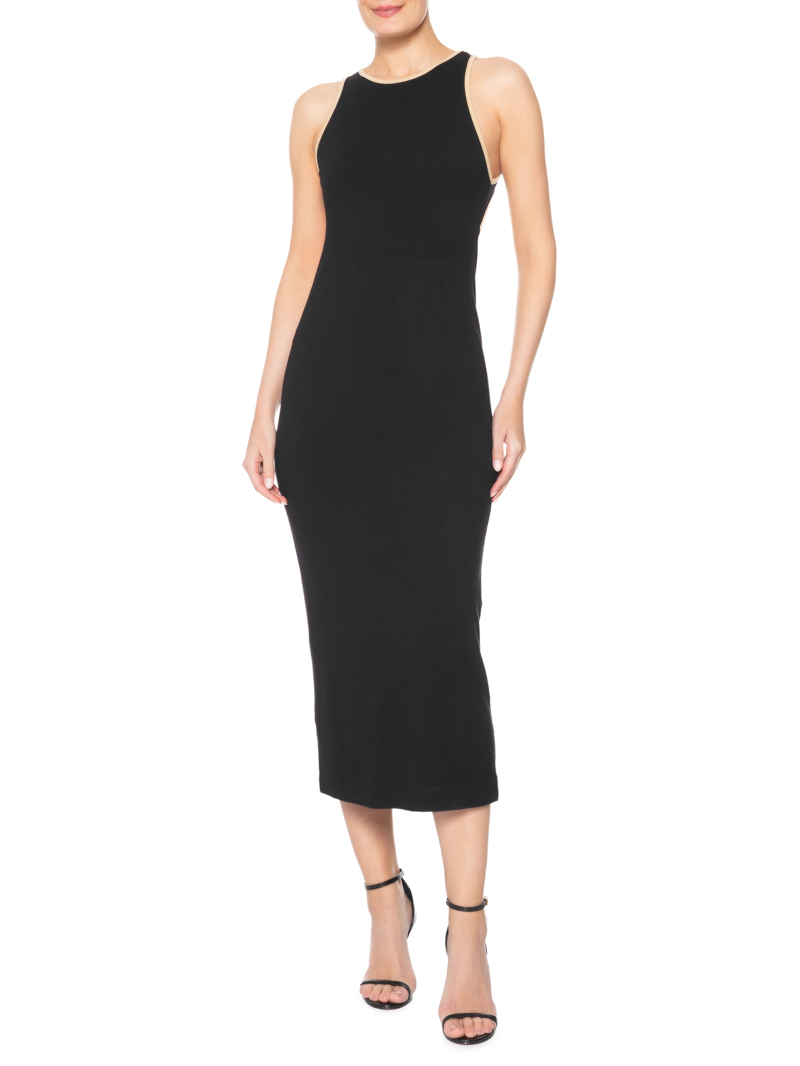 Vestido Nadador Bicolor Com Costas Vazadas Preto Animale