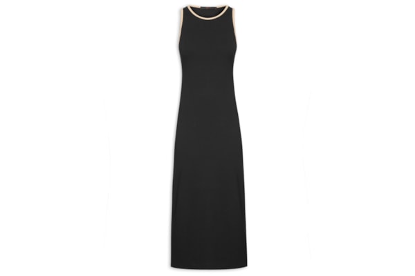 Vestido Nadador Bicolor Com Costas Vazadas - Preto