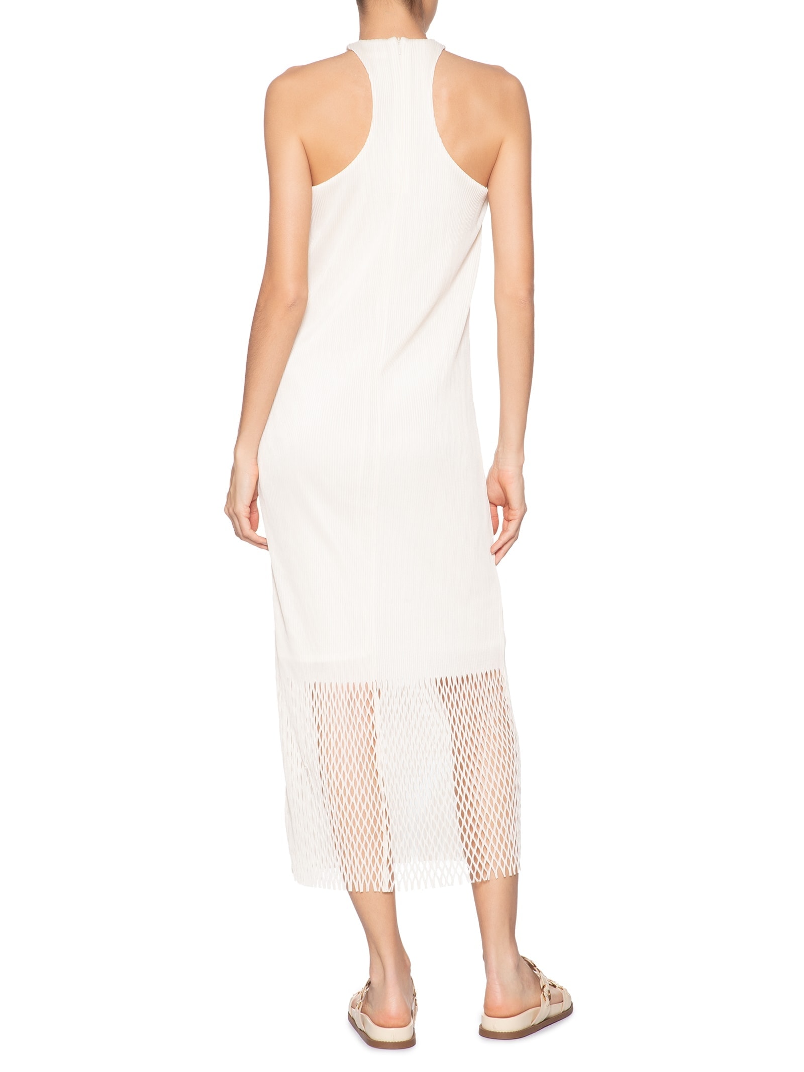 Vestido Nadador Plisse Bege Osklen