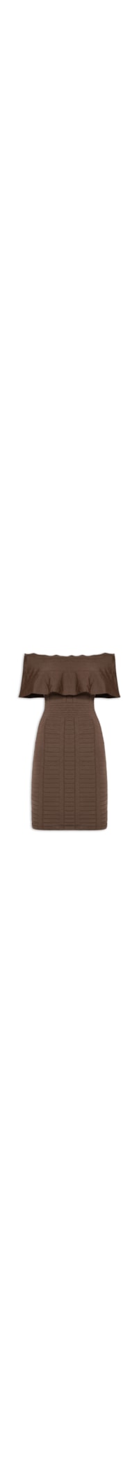 Vestido Ombro A Ombro Em Tricot - Marrom