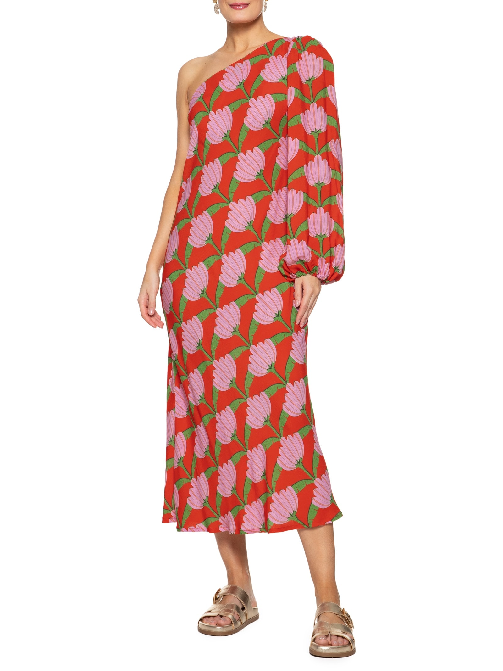 Vestido Ombro Só Banana Deco Vermelho Farm