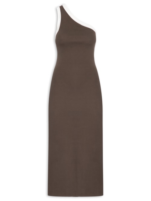 Vestido Ombro Só Bicolor - Marrom