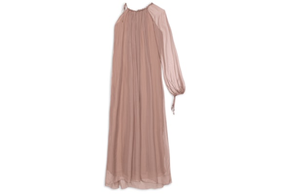 Vestido Ombro Só Com Manga Bufante - Bege