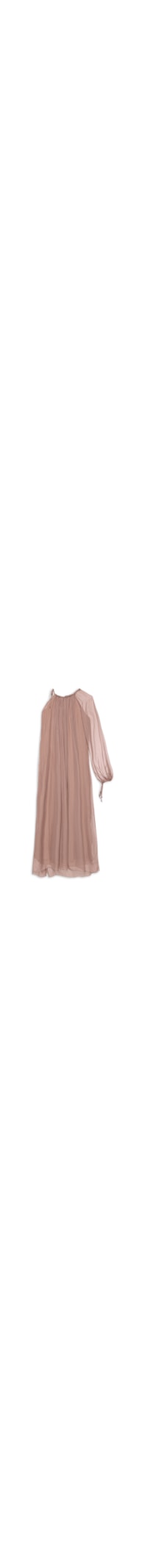 Vestido Ombro Só Com Manga Bufante - Bege