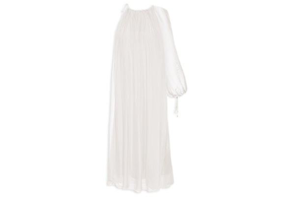 Vestido Ombro Só Com Manga Bufante - Off White