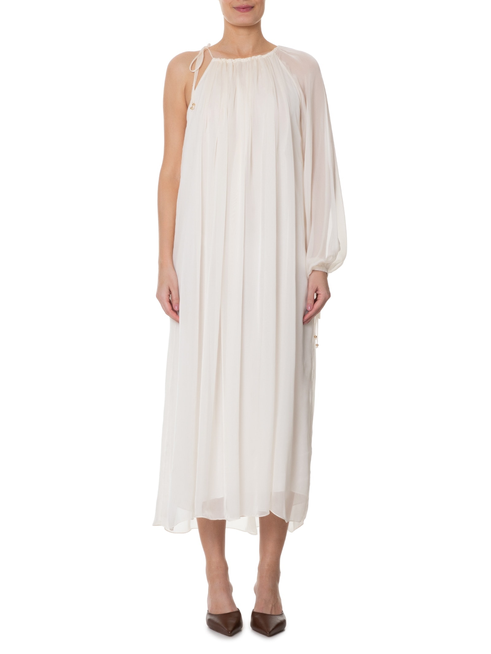 Vestido Ombro Só Com Manga Bufante Off White '2Essential