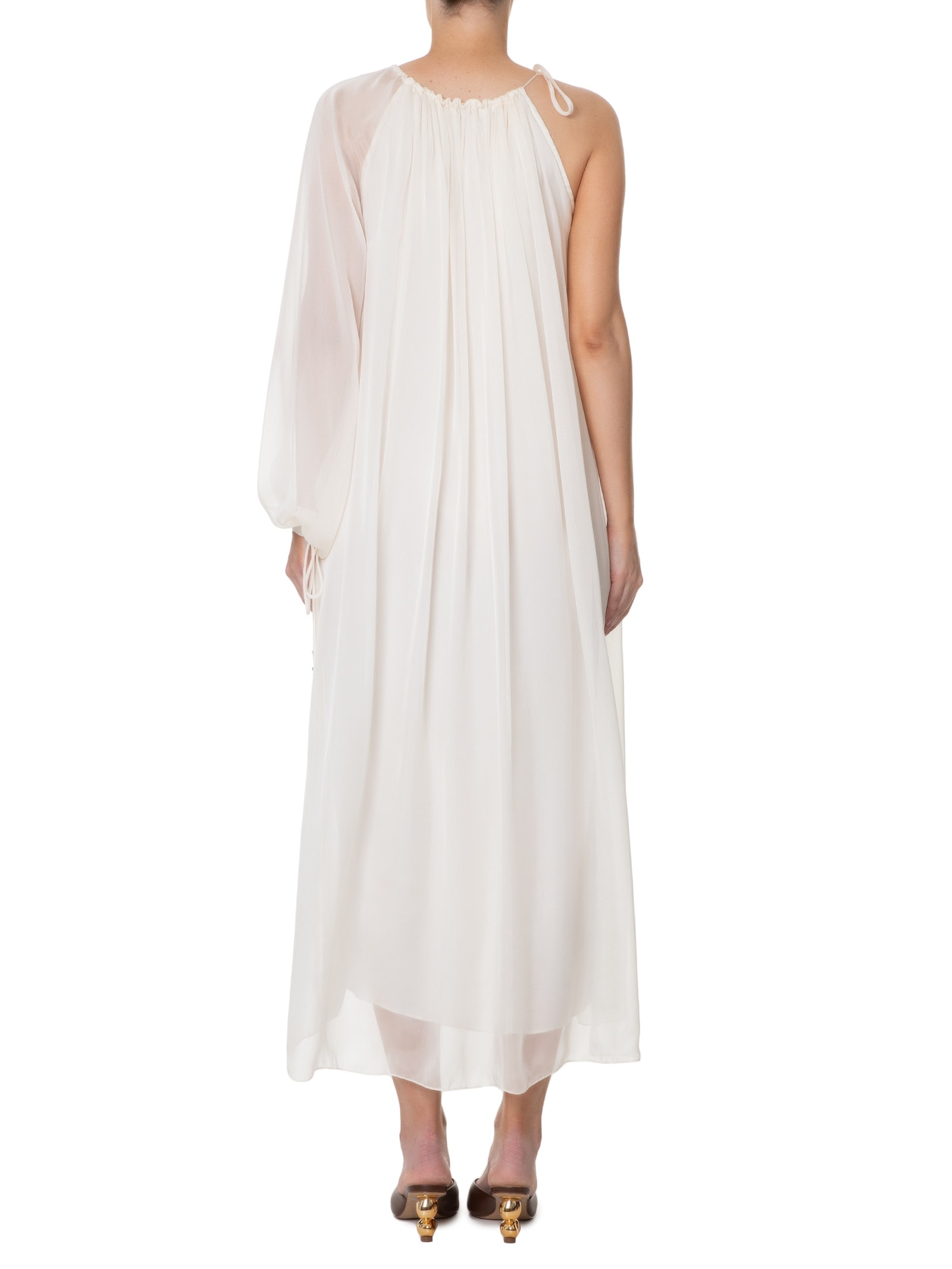 Vestido Ombro Só Com Manga Bufante Off White '2Essential