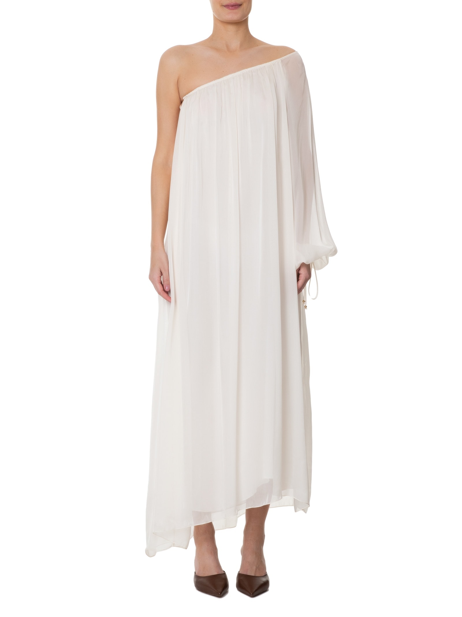 Vestido Ombro Só Com Manga Bufante Off White '2Essential