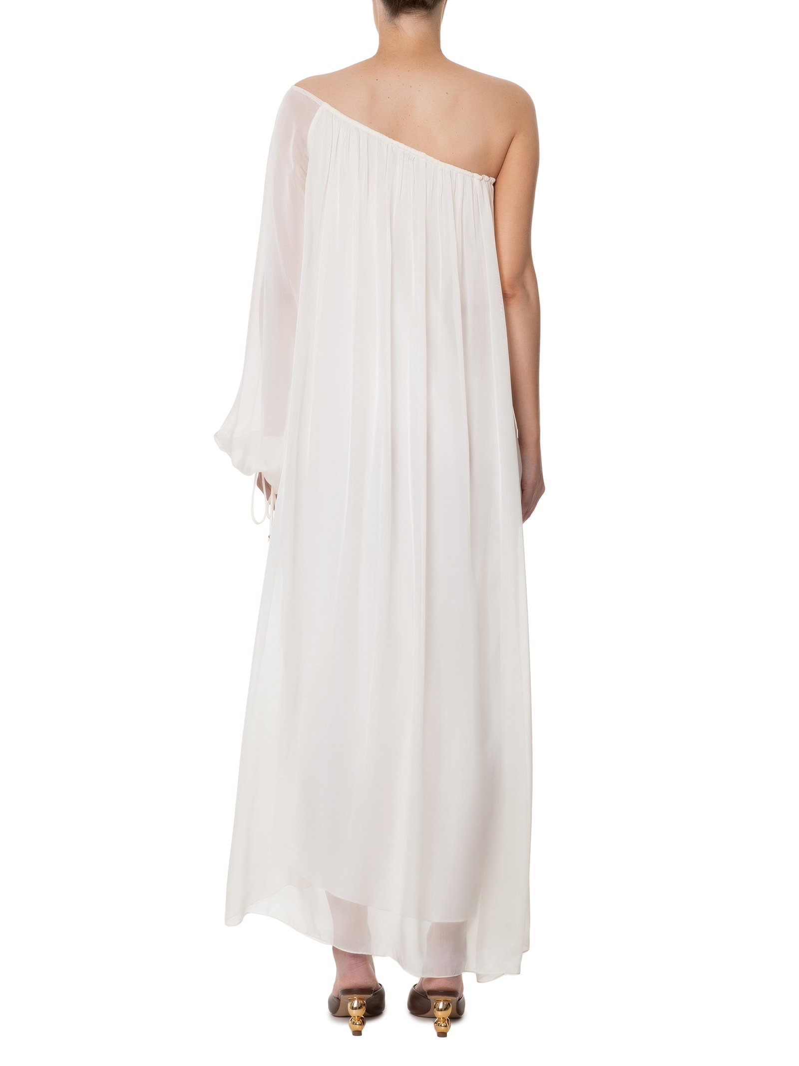 Vestido Ombro Só Com Manga Bufante Off White '2Essential