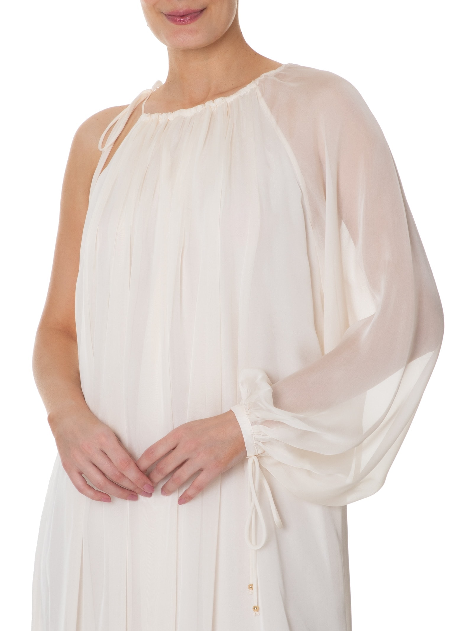 Vestido Ombro Só Com Manga Bufante Off White '2Essential