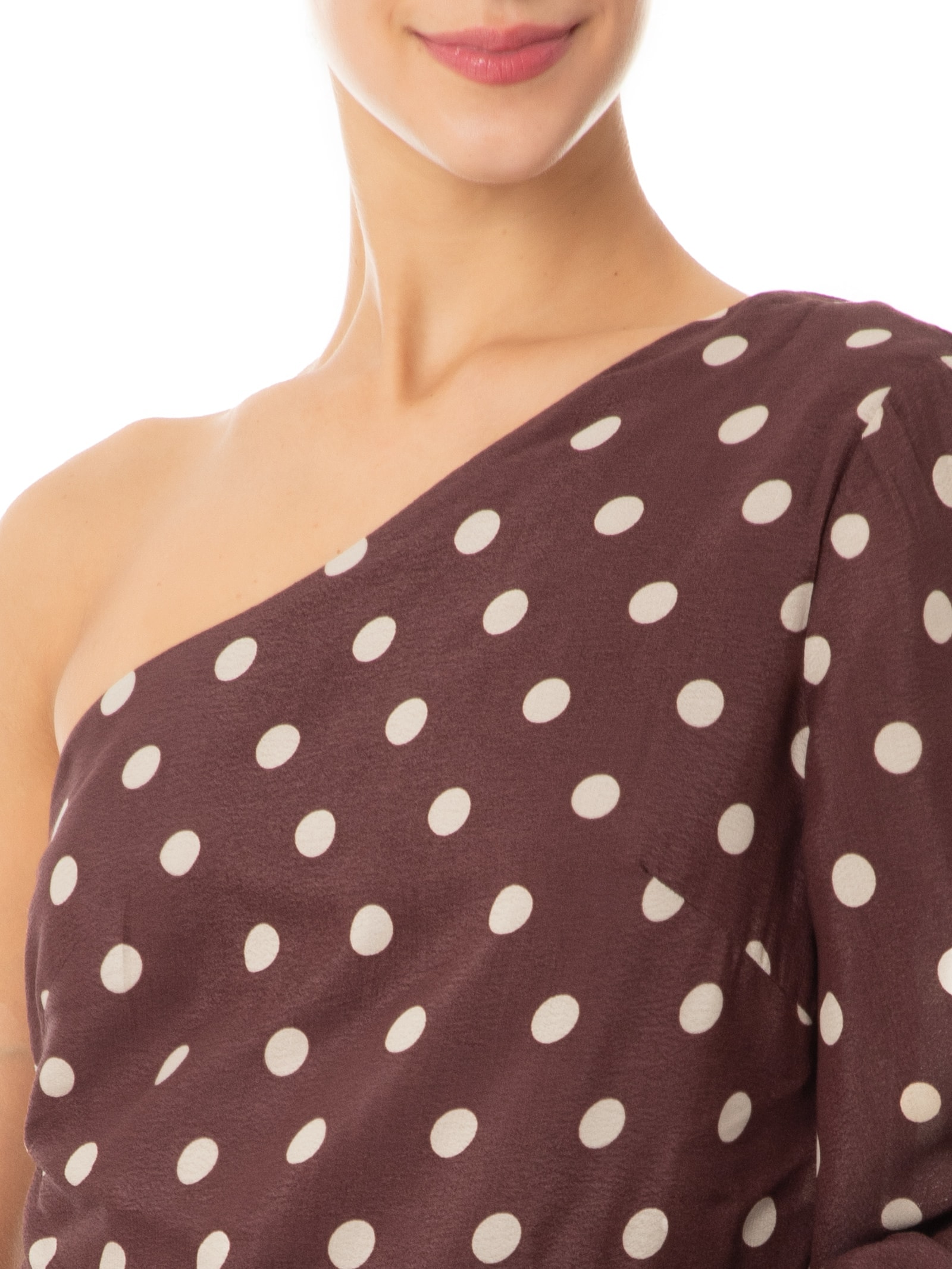 Vestido Ombro Só Crepe Estampa Palma Marrom Dress To