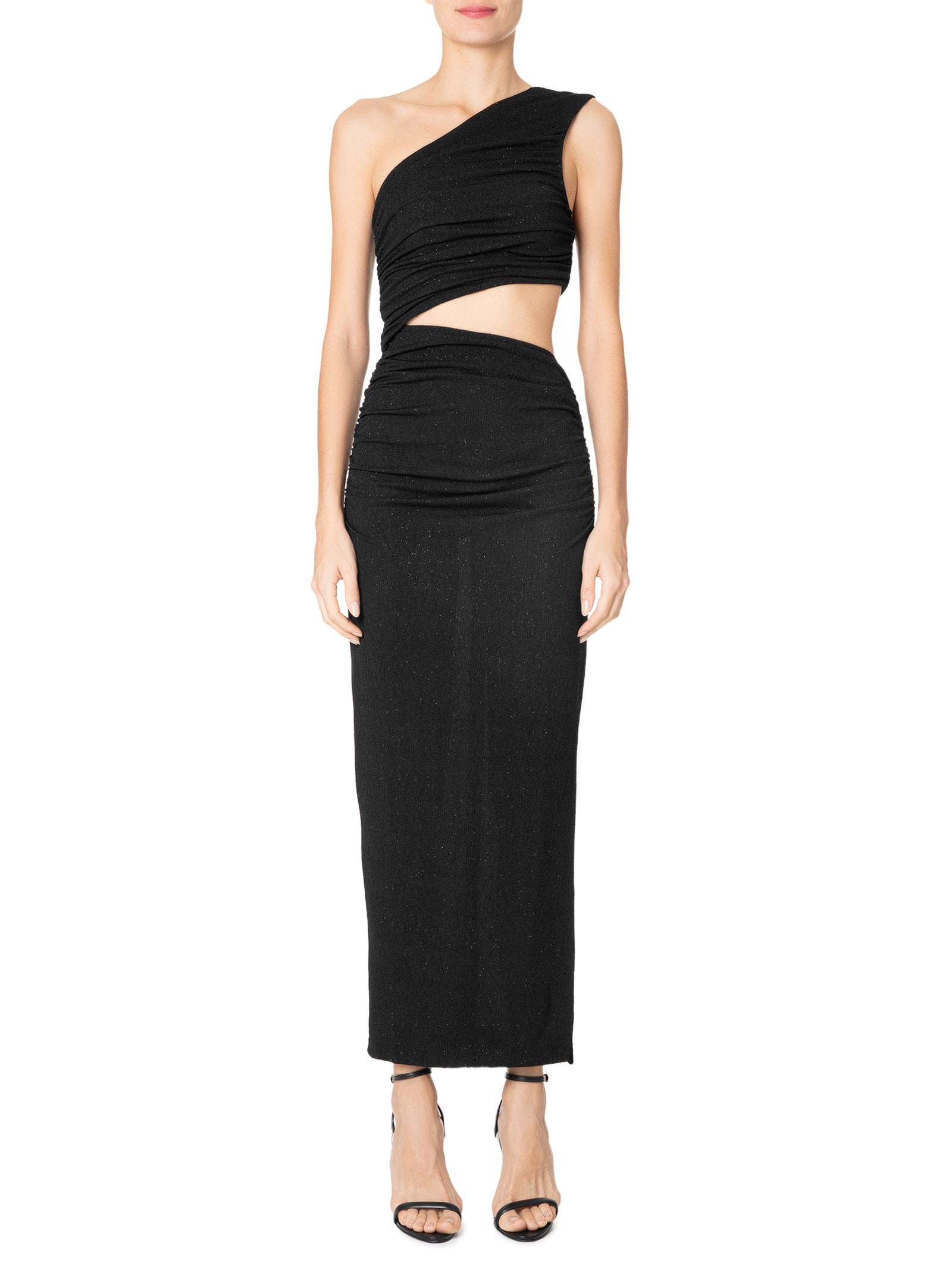 Vestido Ombro Só Cut Brilho Preto Animale
