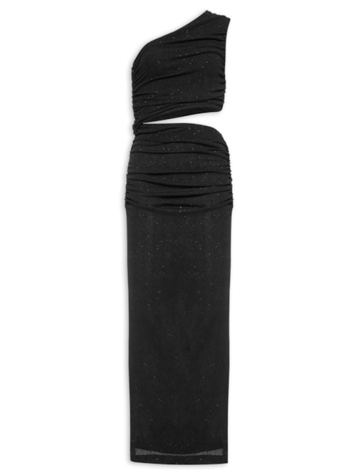 Vestido Ombro Só Cut Brilho – Preto