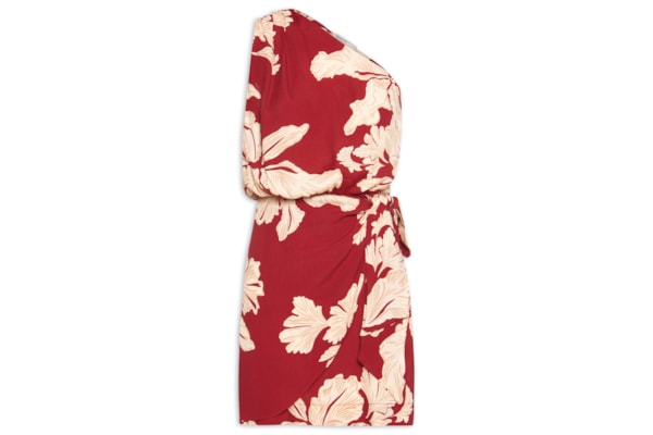 Vestido Ombro Só Estampa Pétala - Vermelho