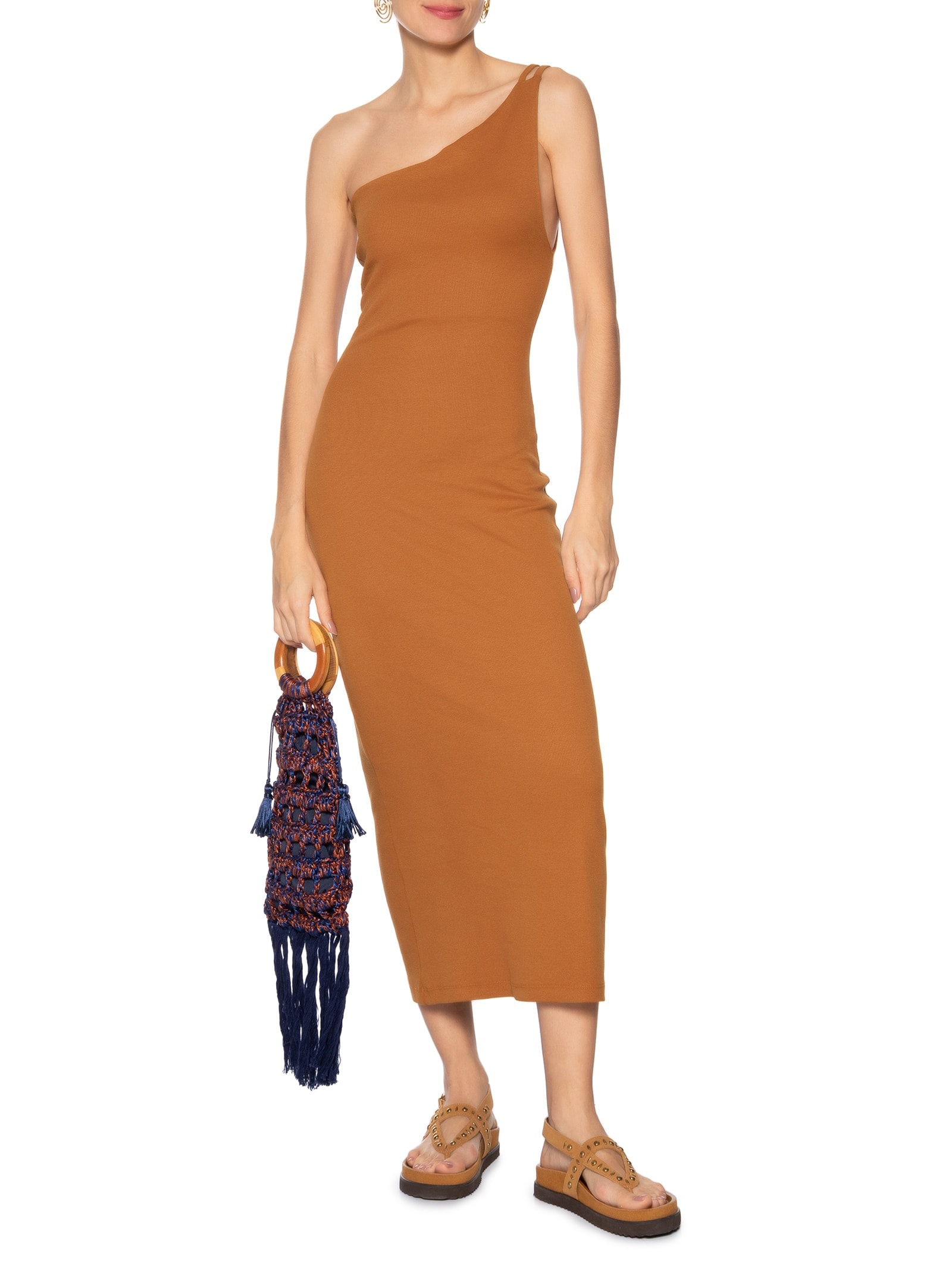 Vestido Ombro Só Rolote Marrom Farm