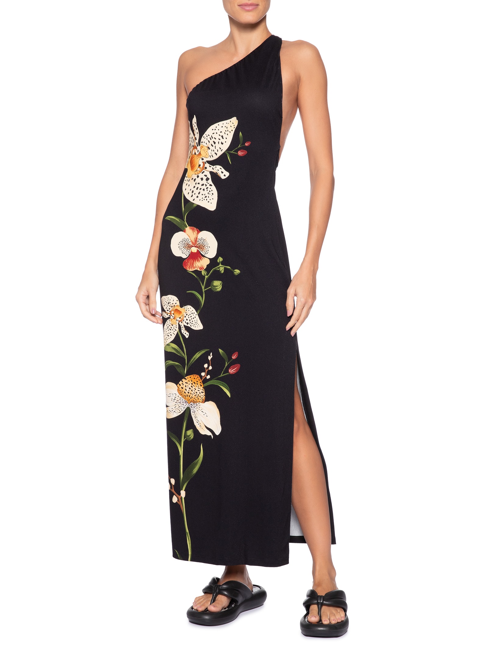 Vestido Ombro So Selva De Flor Preto Farm