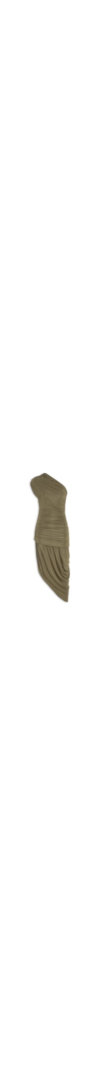 Vestido Ombro Único Com Drapeados - Verde