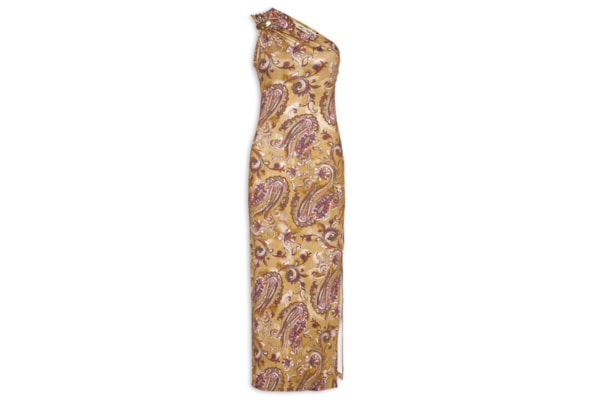 Vestido Ombro Único Estampado – Rosa
