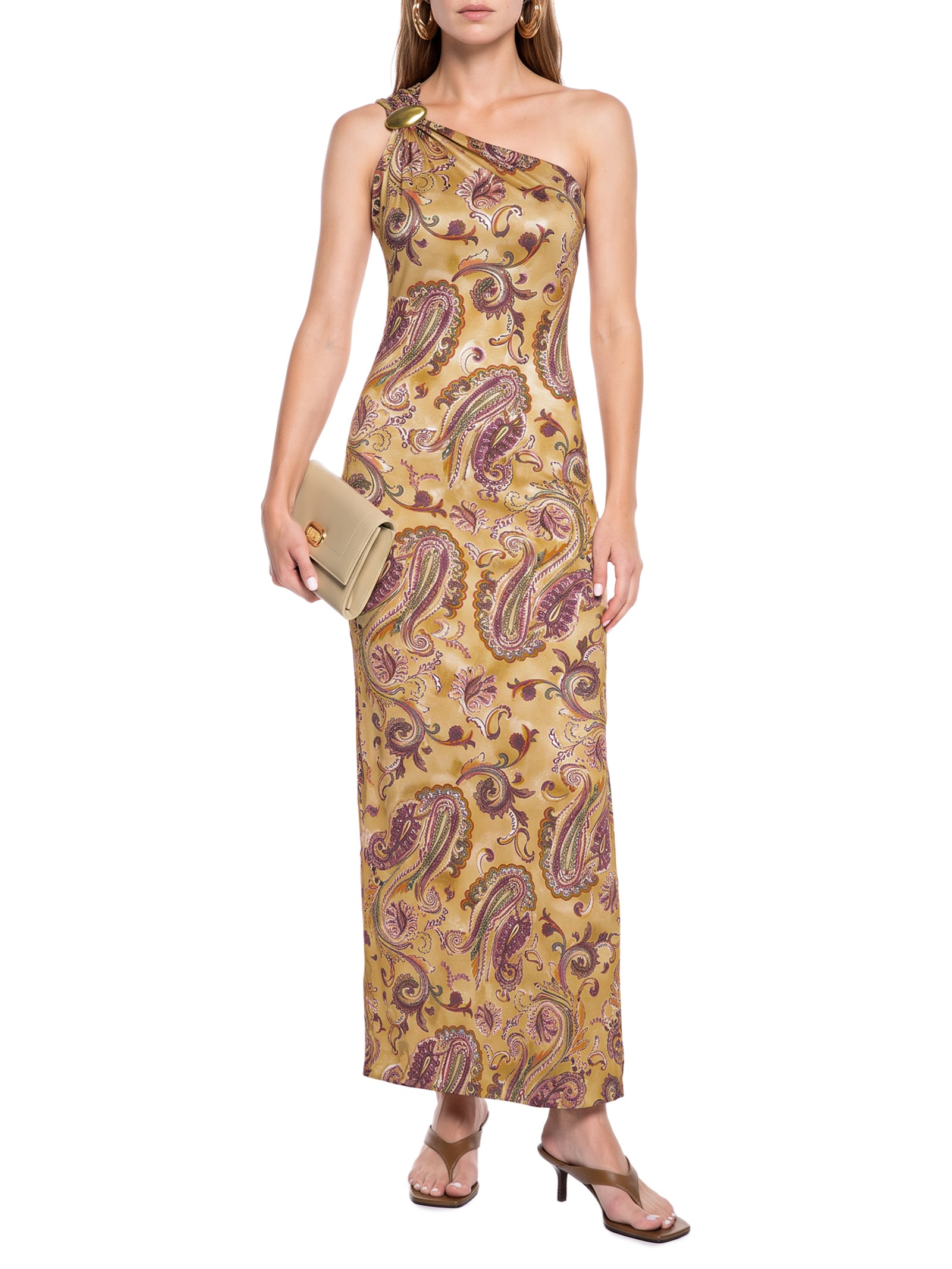 Vestido Ombro Único Estampado – Rosa Lança Perfume