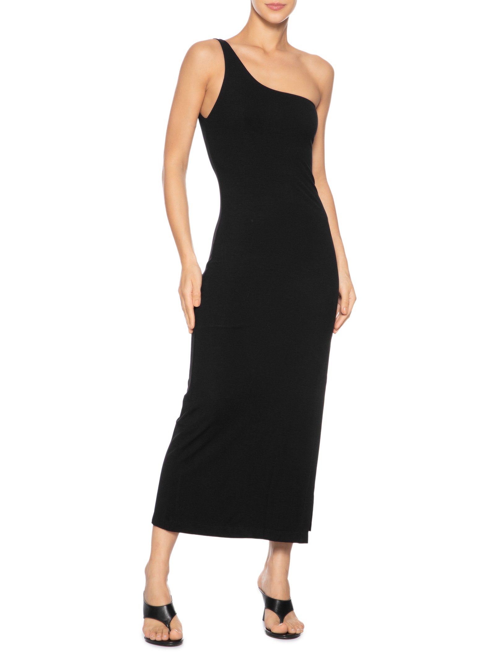 Vestido Ombro Único Stella Preto Animale