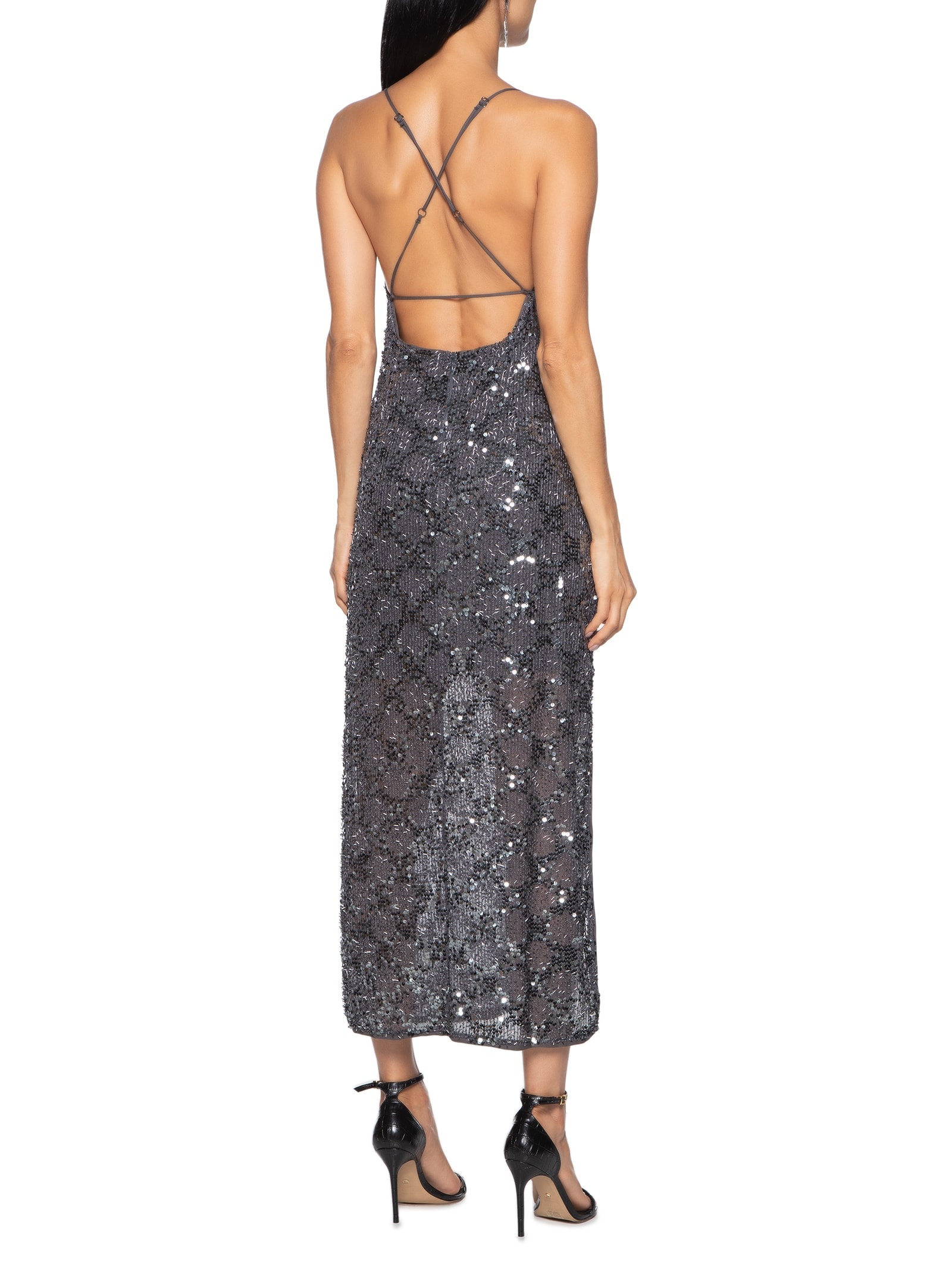 Vestido Paetê Cinza Colcci