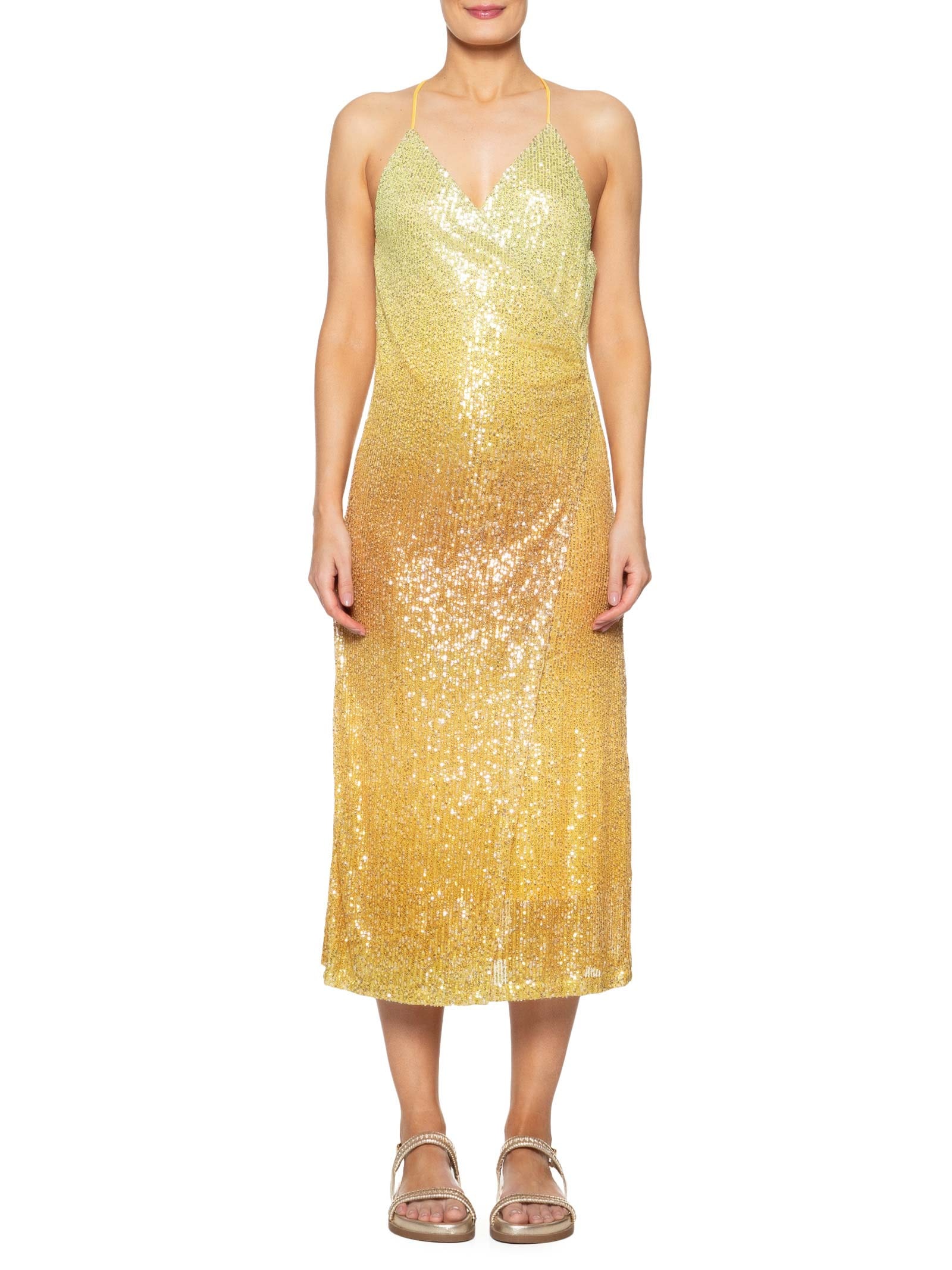 Vestido Paetê Luau Das Onças Dourado  Farm