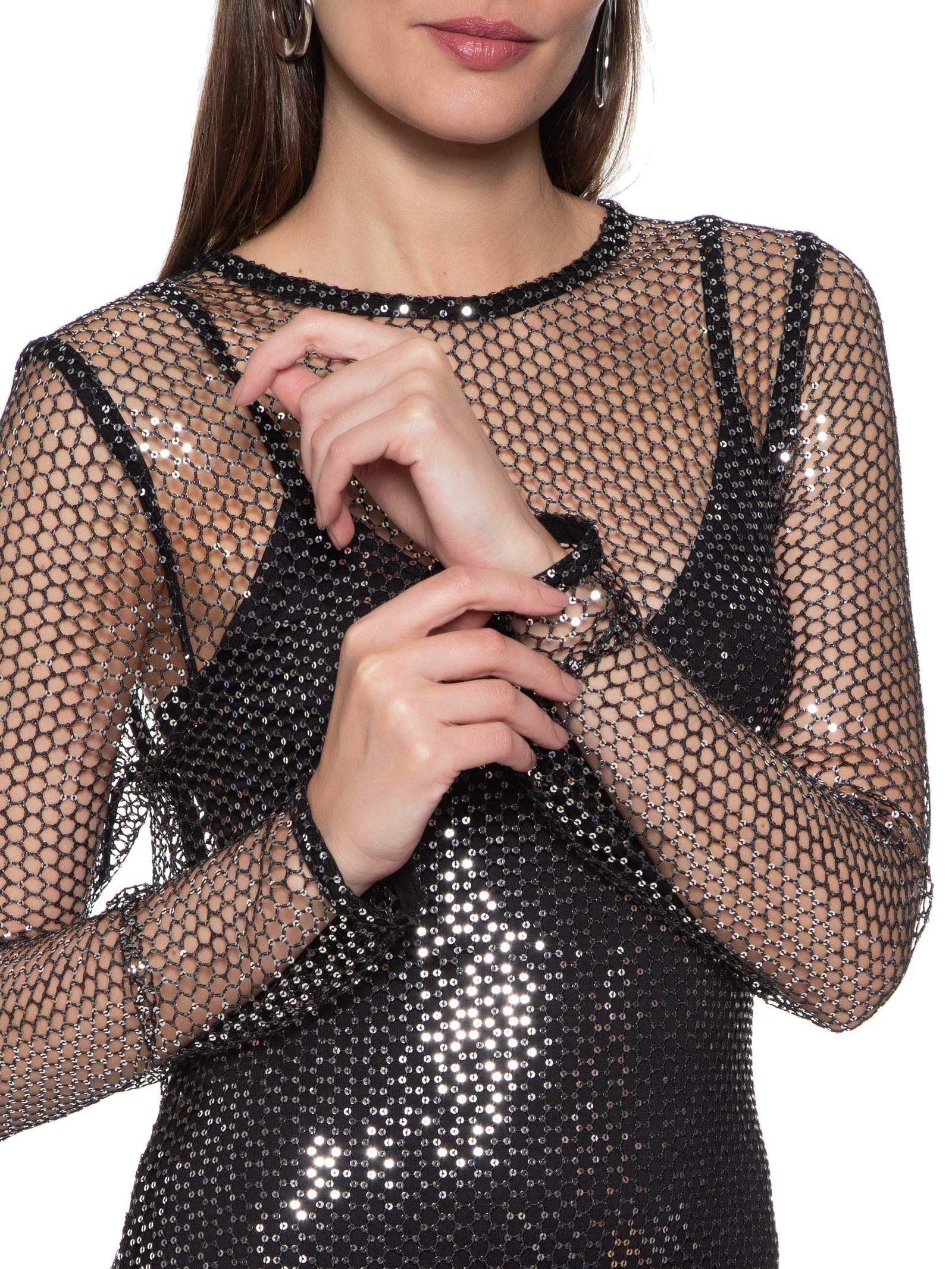 Vestido Paetê Preto  Colcci