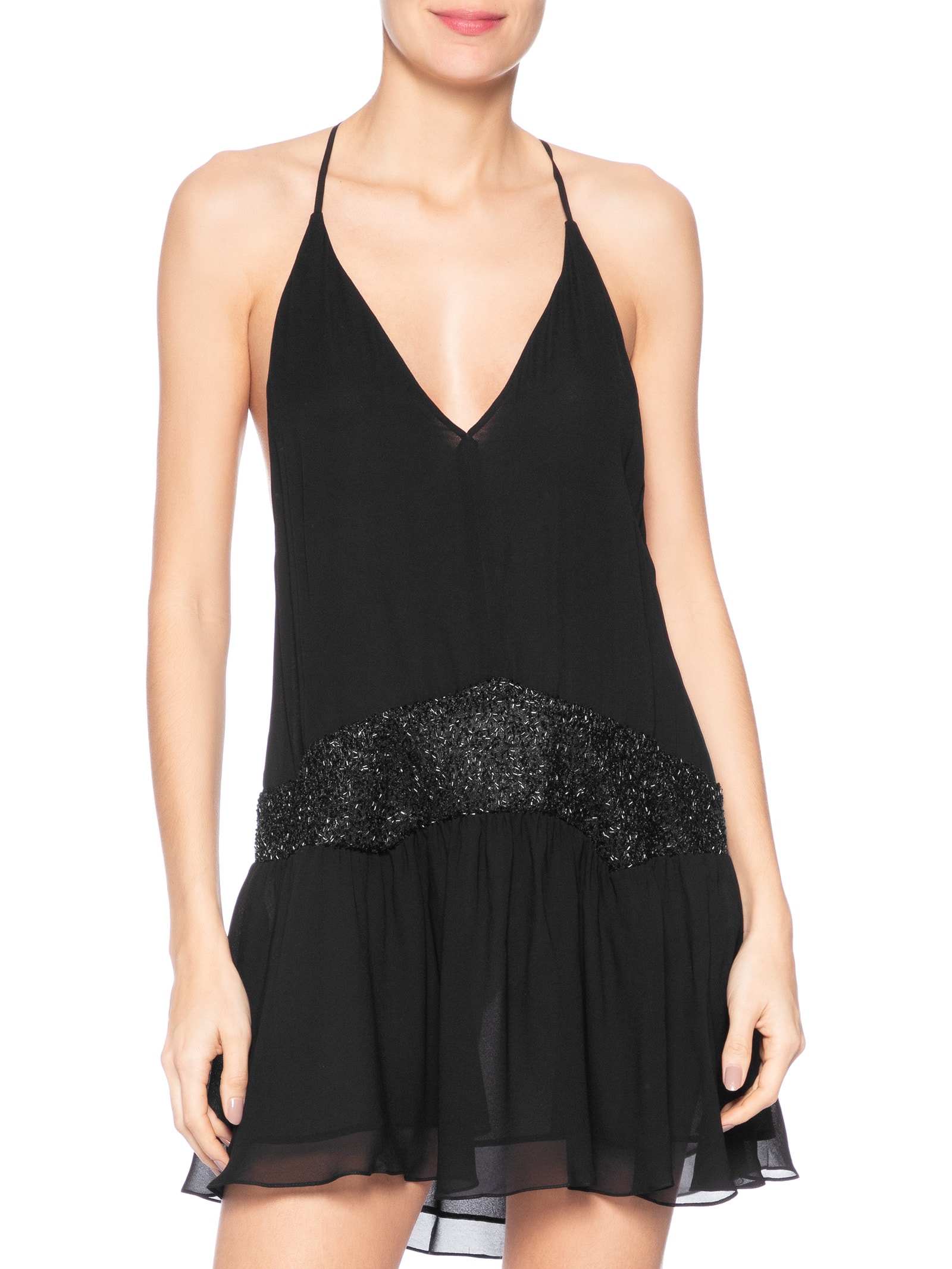 Vestido Pala Bordada Preto Animale Jeans