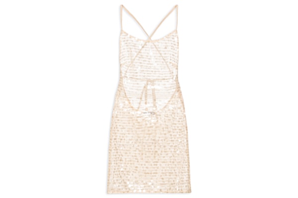 Vestido Palha Paetê Curto - Bege