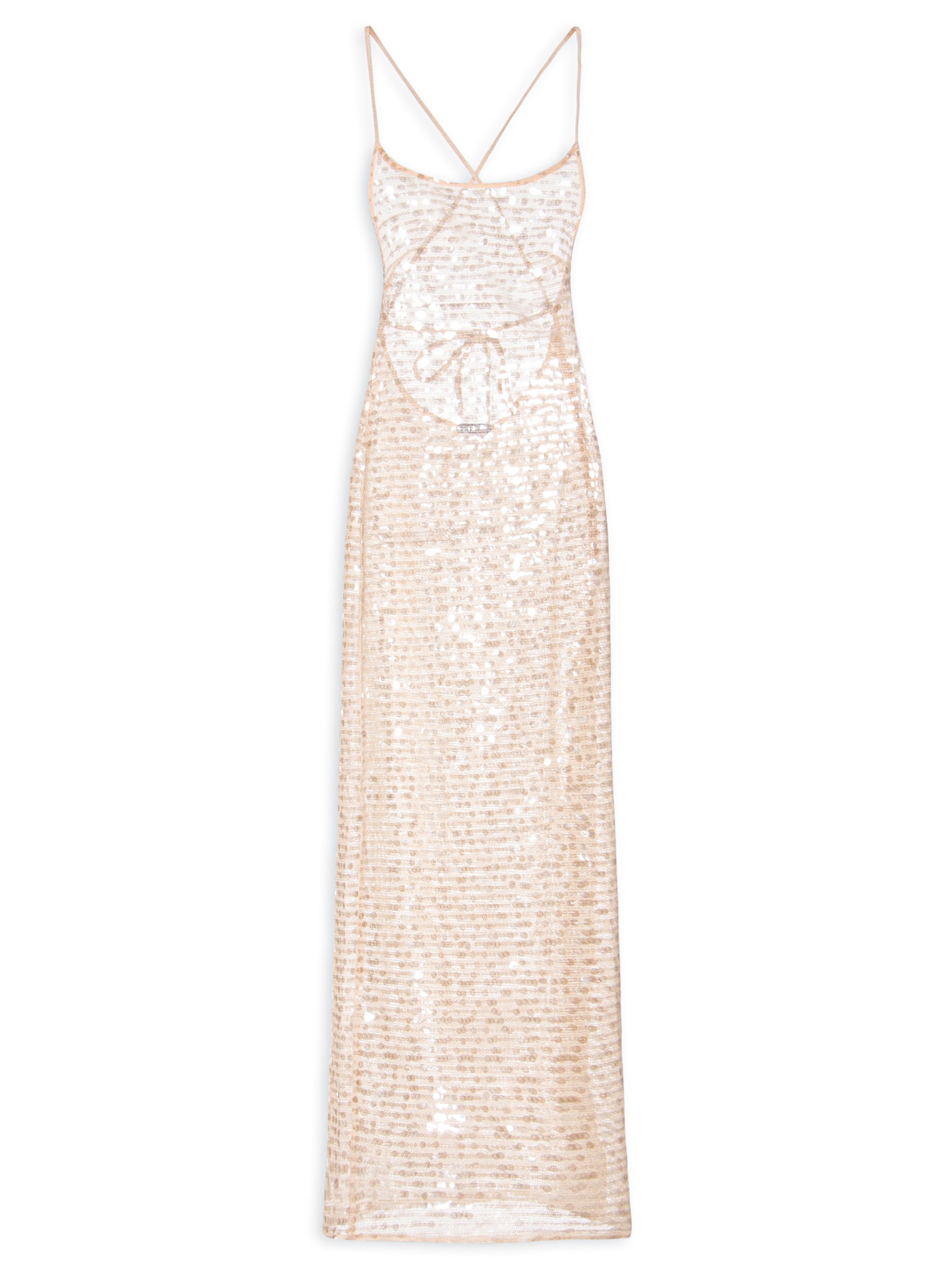 Vestido Palha Paetê Longo Bege Sol Brand