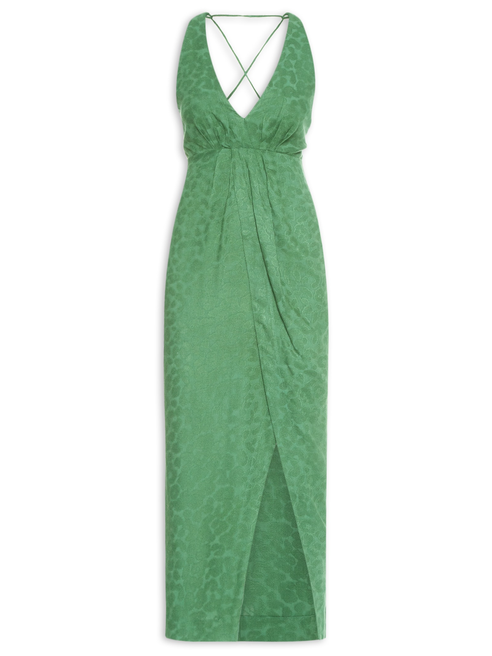 Vestido Pareô Jacquard Onça Cadis Verde Animale