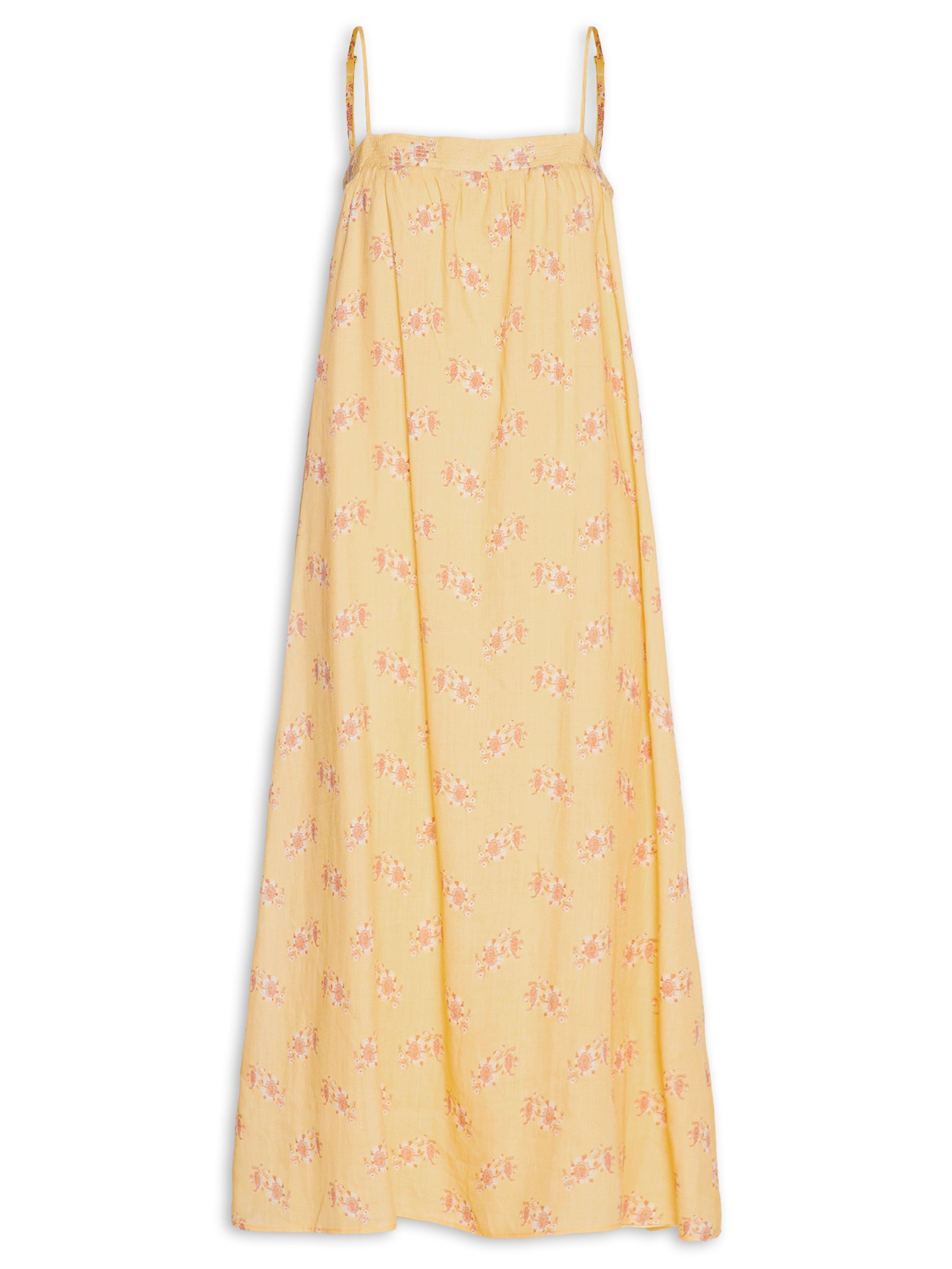 Vestido Pesponto Estampa Mini Fleur Amarelo Maria Filó