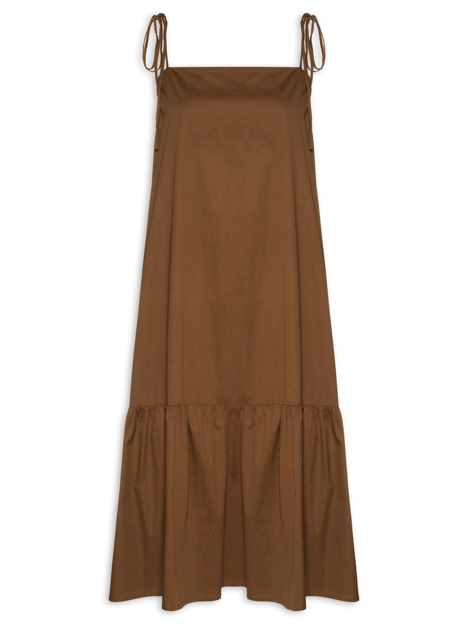 Vestido Pippa Tricoline Marrom Panô