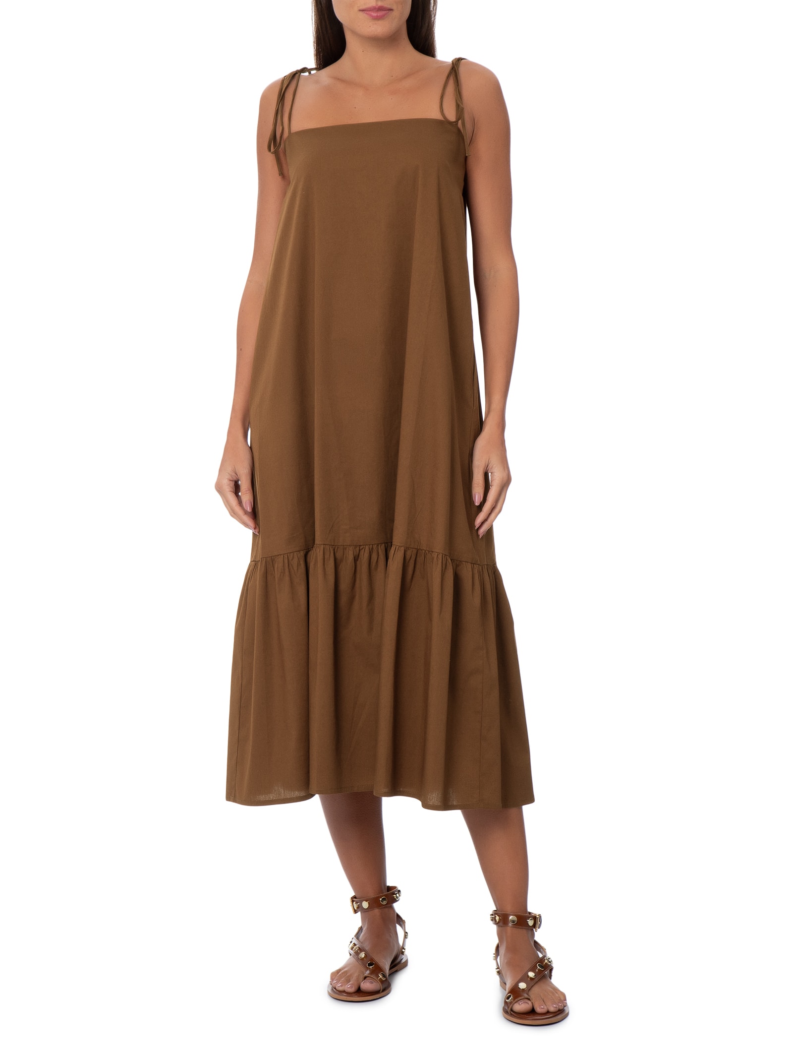 Vestido Pippa Tricoline Marrom Panô