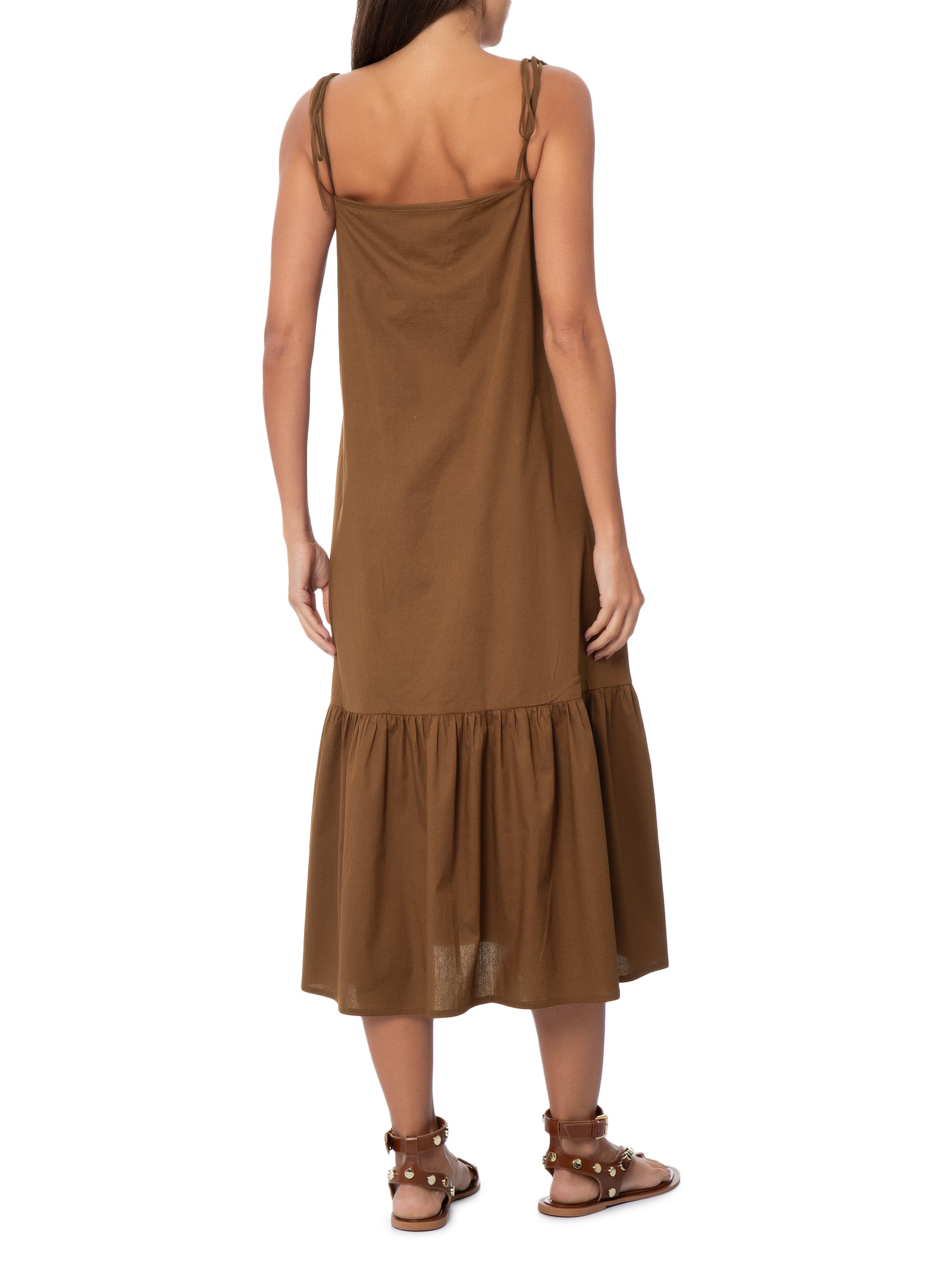 Vestido Pippa Tricoline Marrom Panô