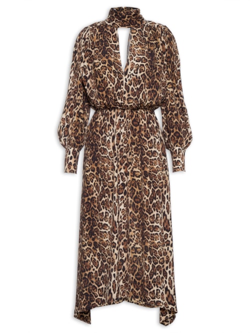 Vestido Plano Midi Estampado – Animal Print