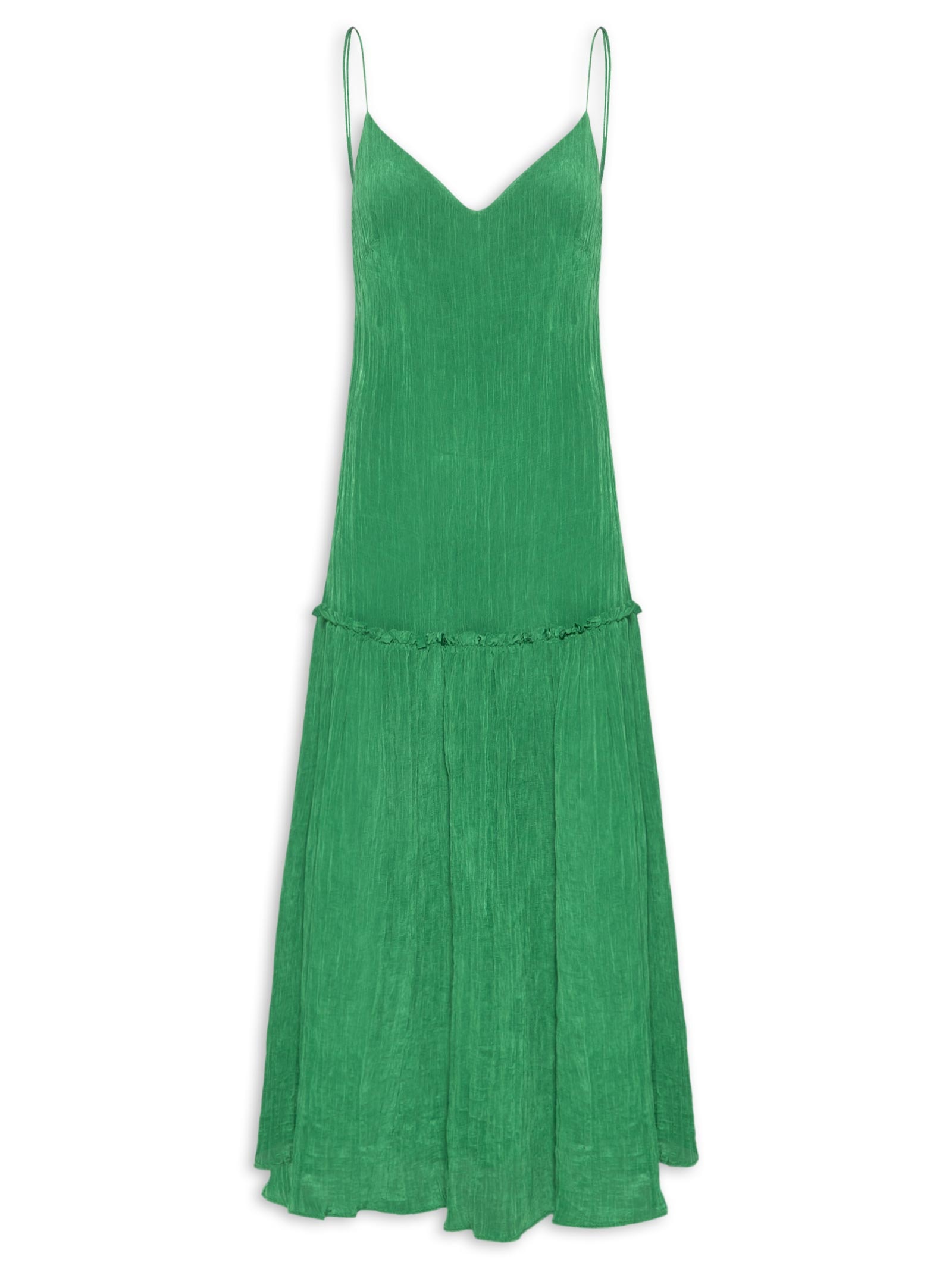Vestido Plissado Midi Verde Farm