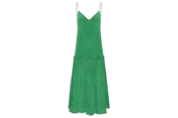 Vestido Plissado Midi - Verde