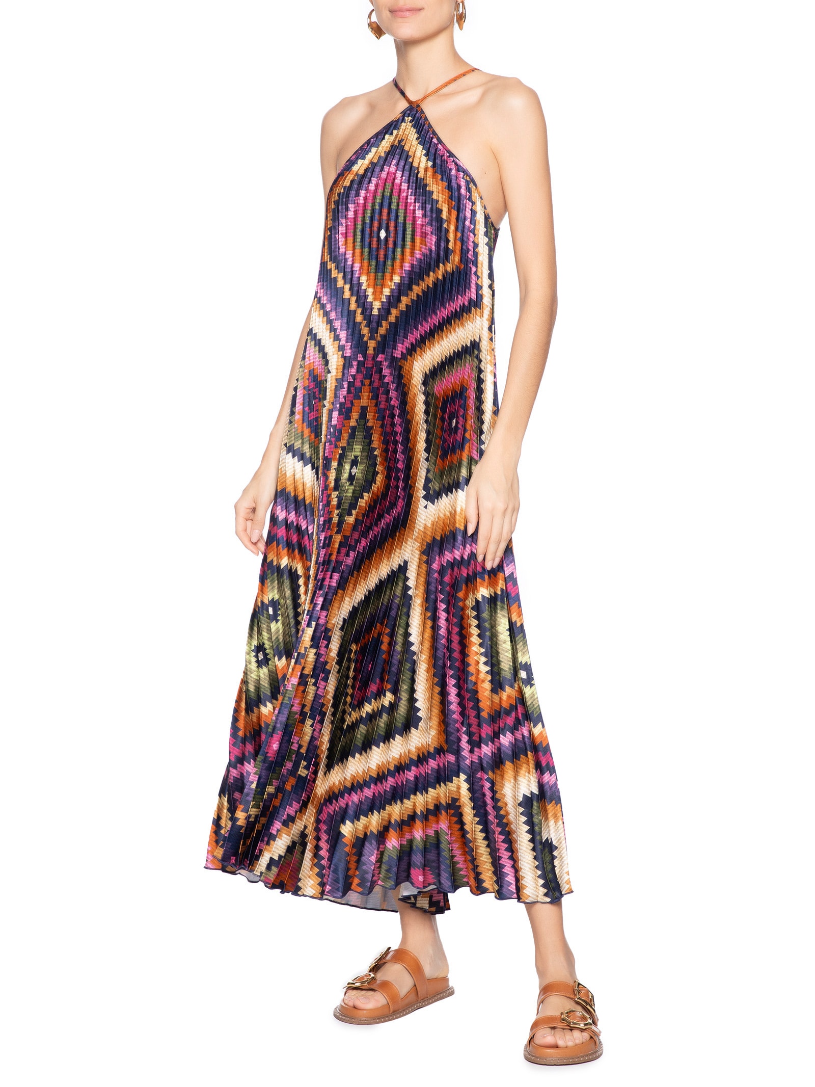 Vestido Plissado Pretti Rosa Farm