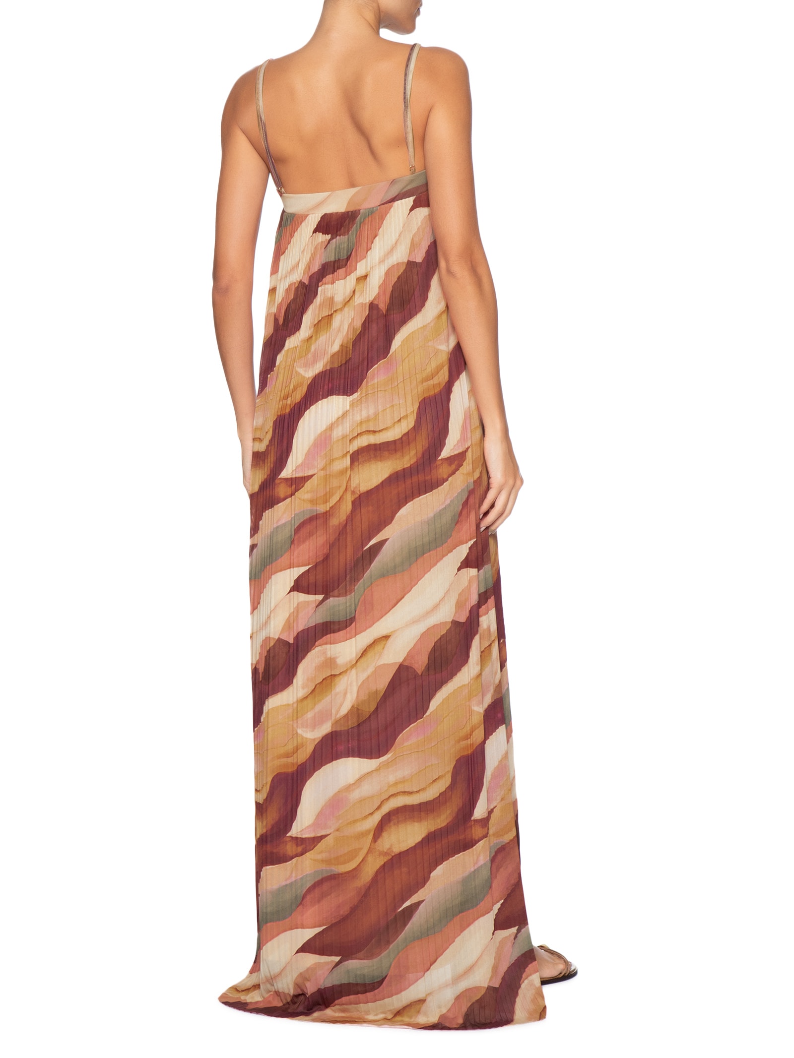 Vestido Plissado Tule Estampa Dunas Rosa Dress To